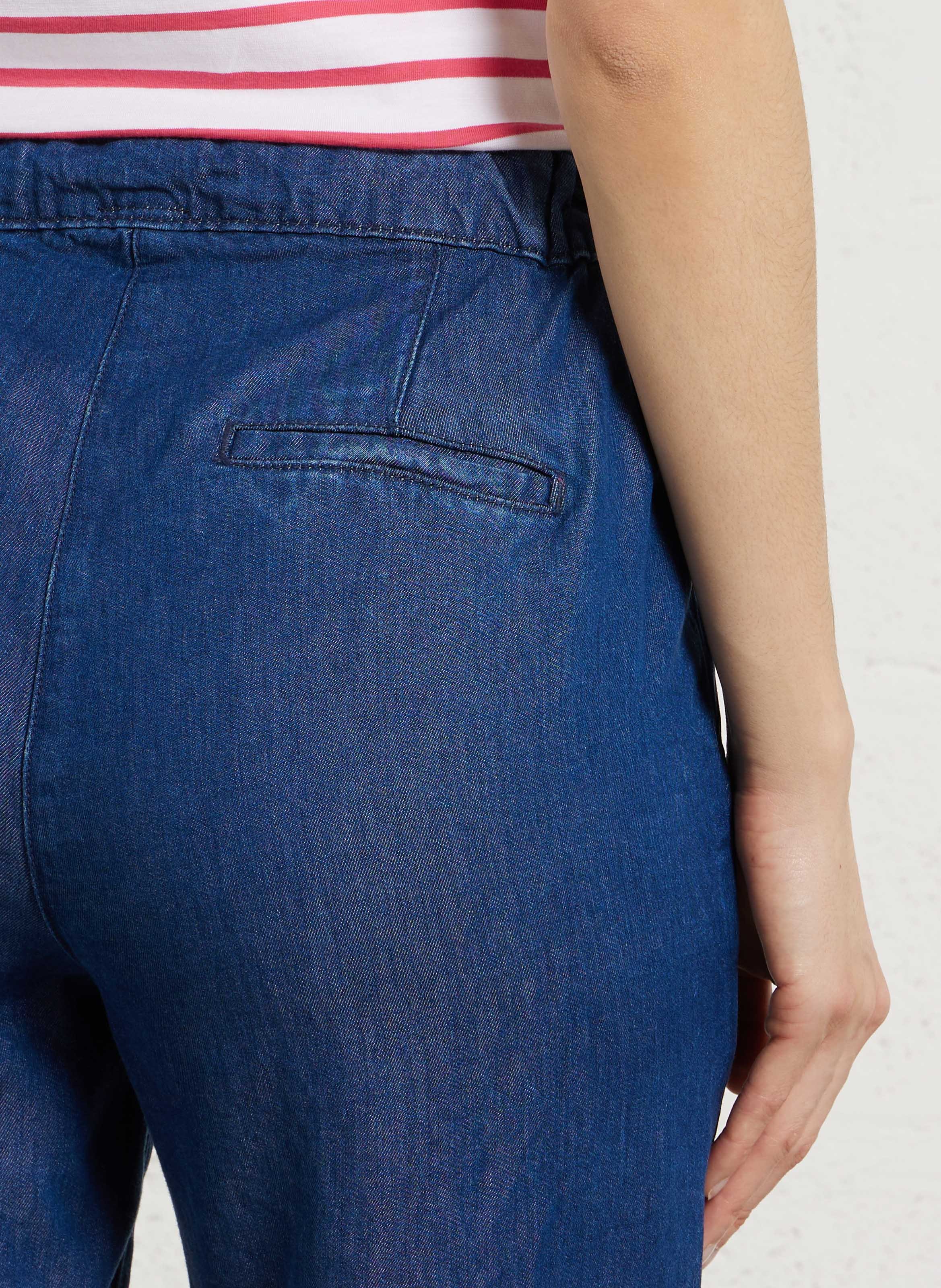 Bermuda fluide élastiqué en denim deauville ARMOR-LUX Bleu