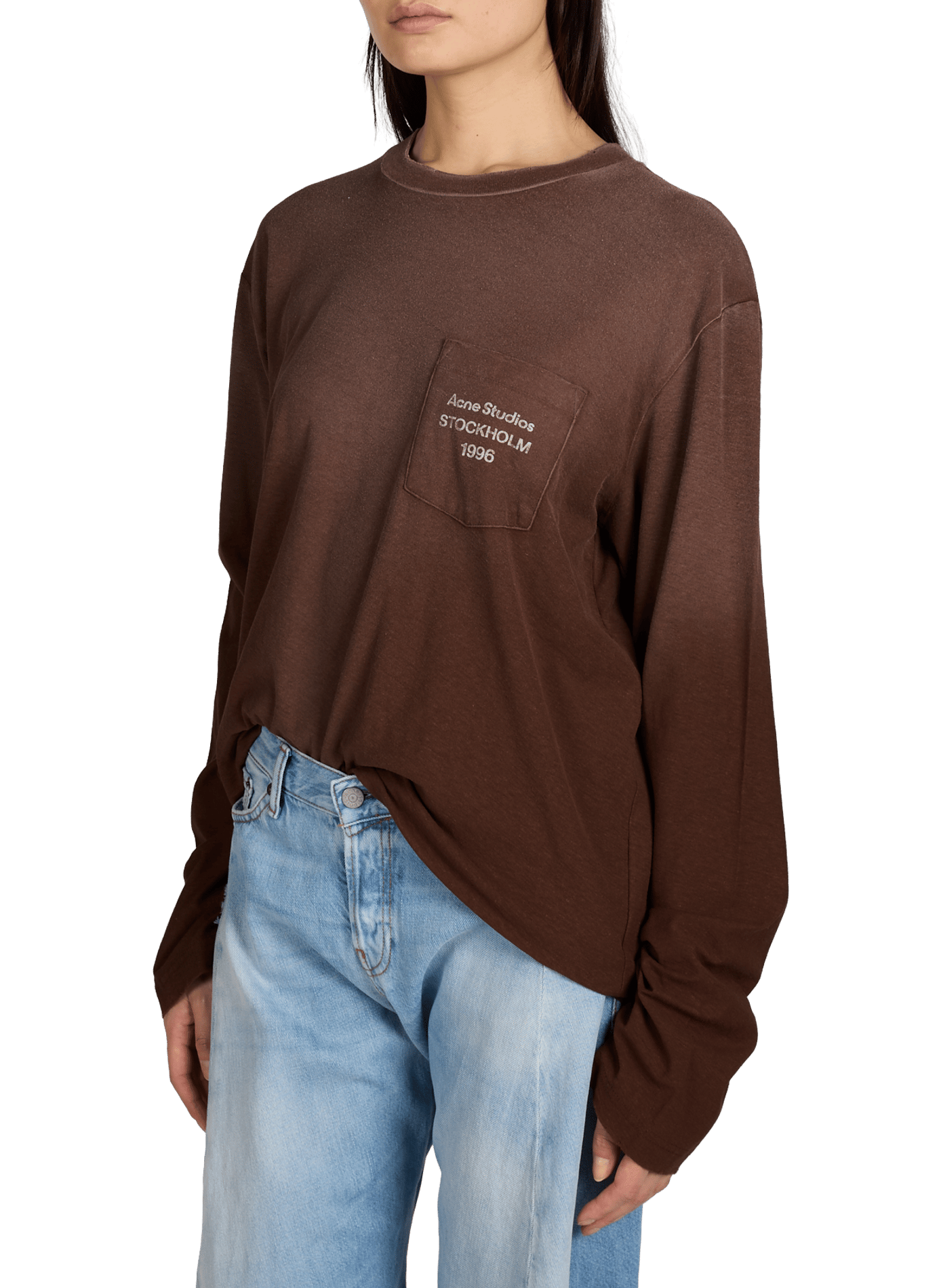 T-shirt manches longues en coton ACNE STUDIOS Marron