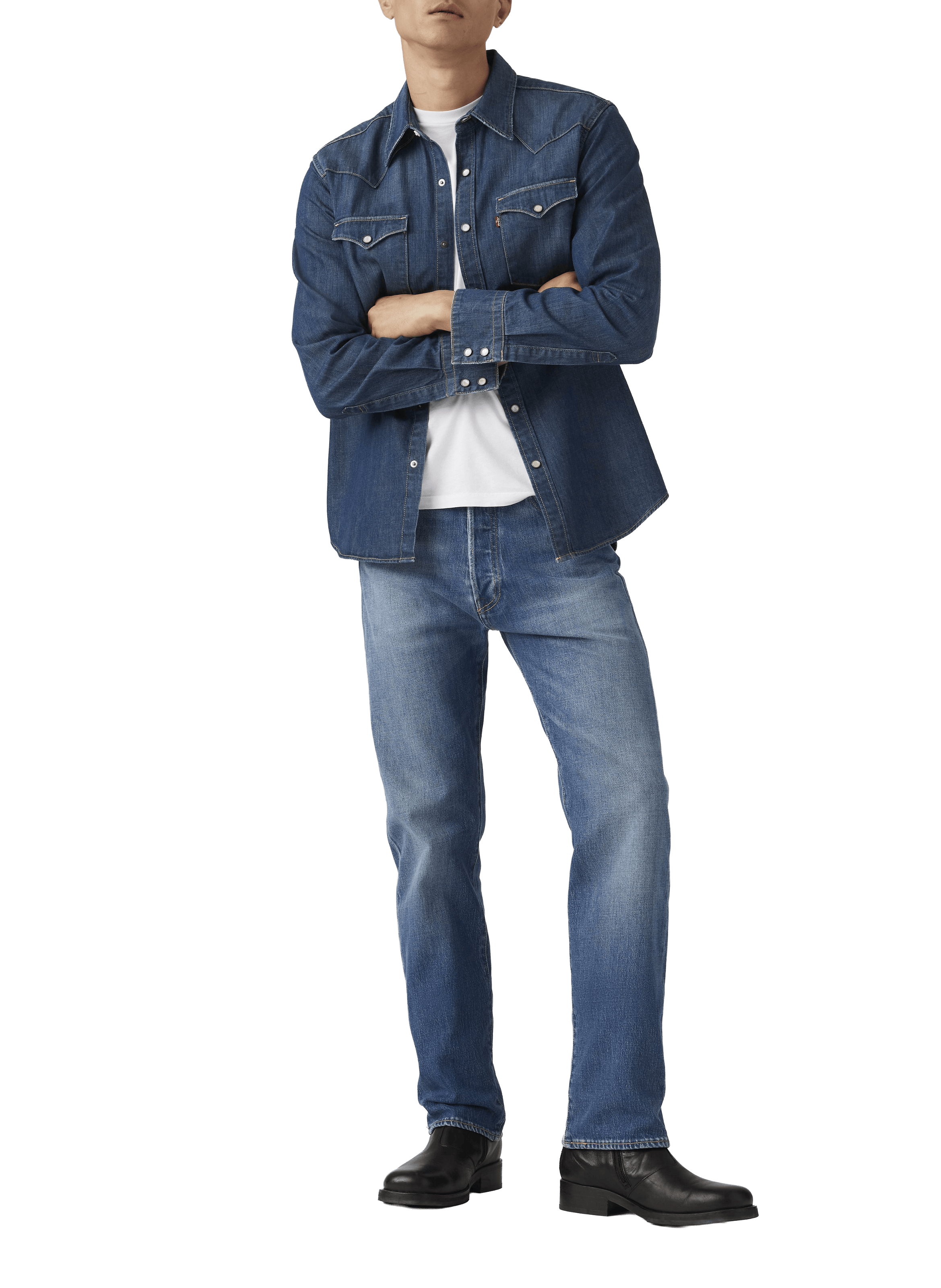 Jean droit en coton LEVI'S Bleu
