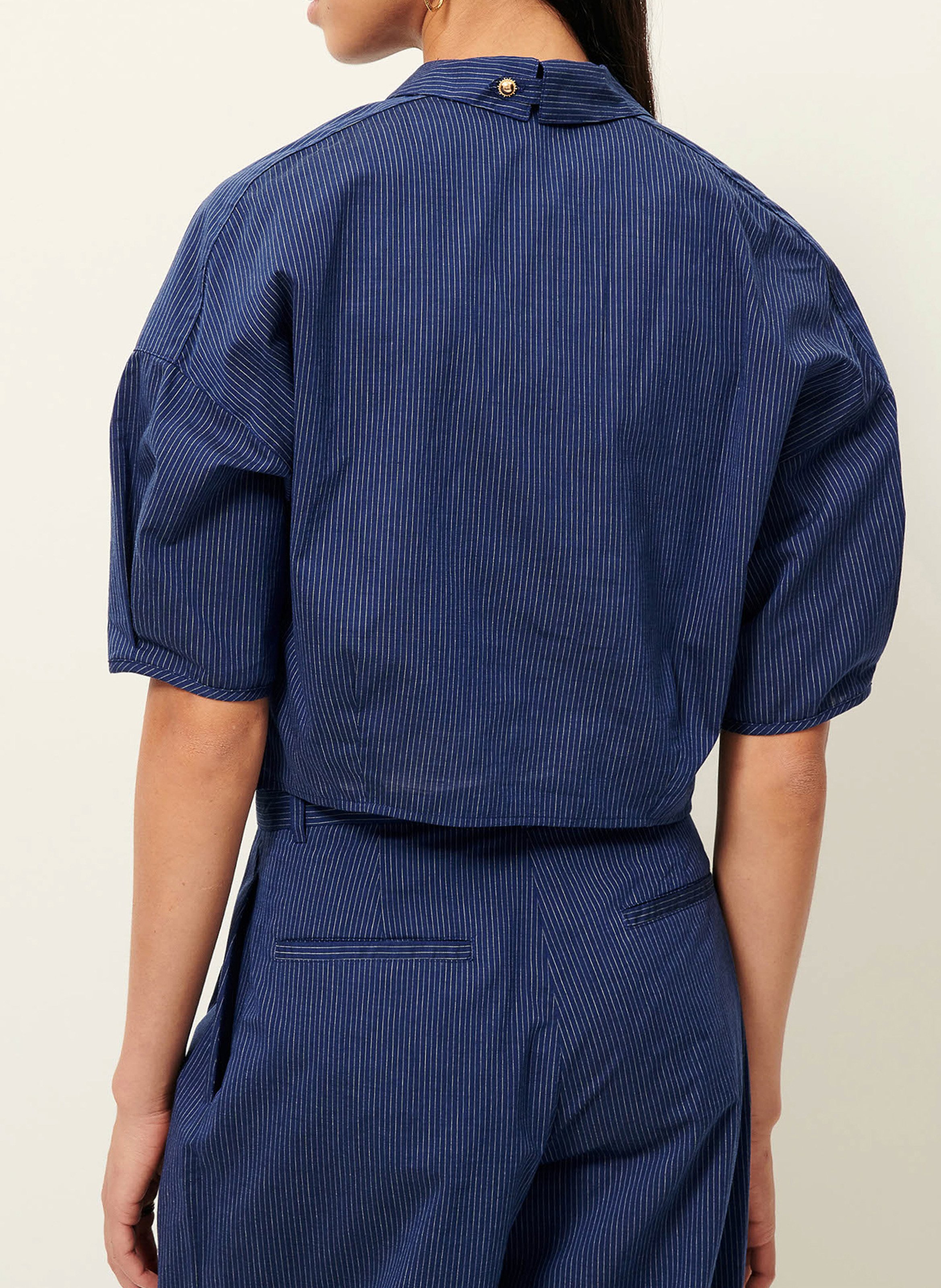 Pantalon large taille haute en coton provencia a SESSUN Bleu