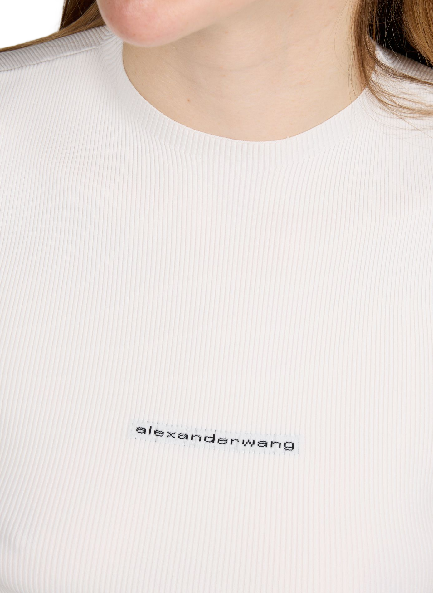 Ribbed round neck top ALEXANDER WANG White