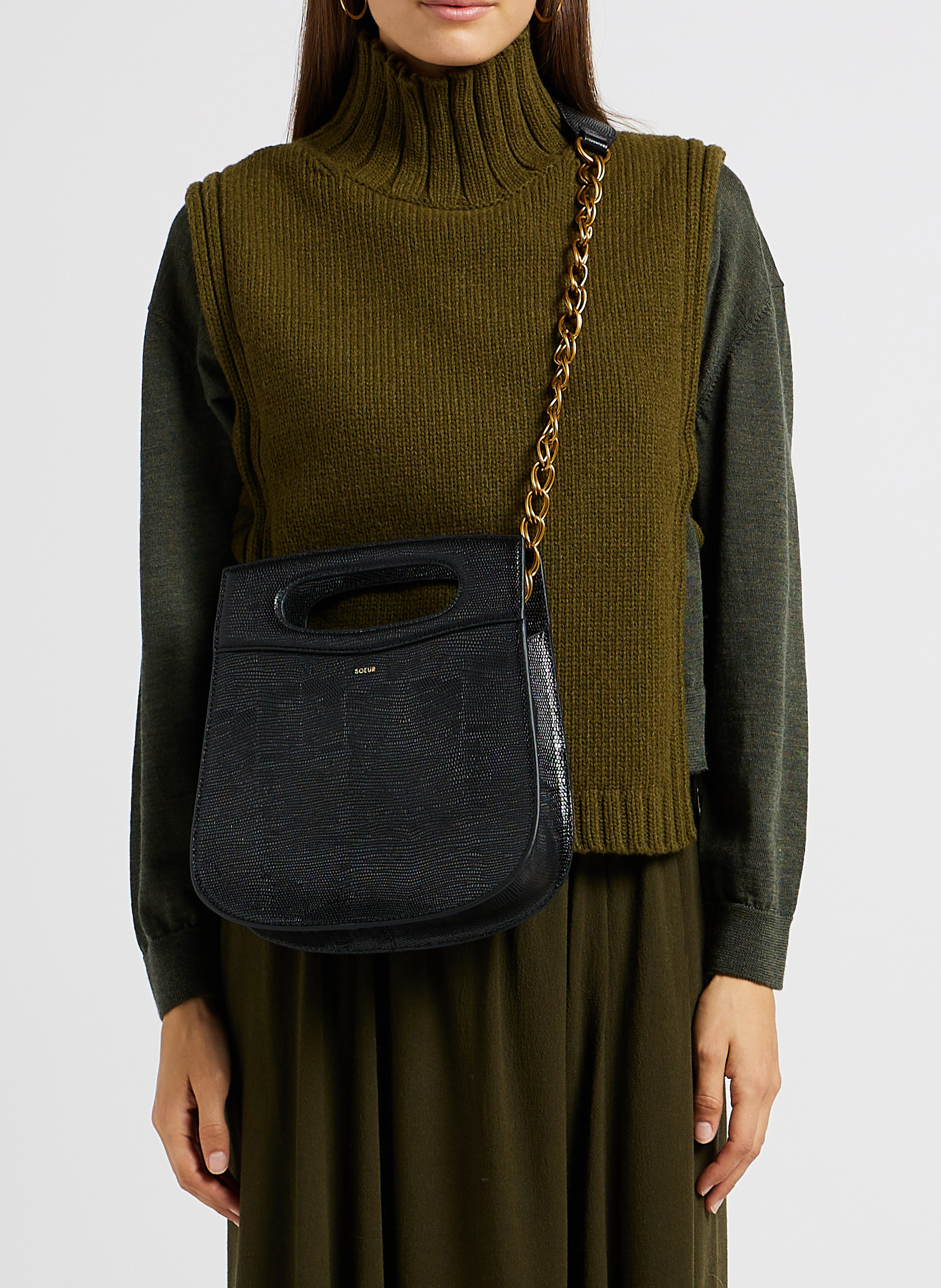 Sac bandoulière en cuir cheri SOEUR Noir