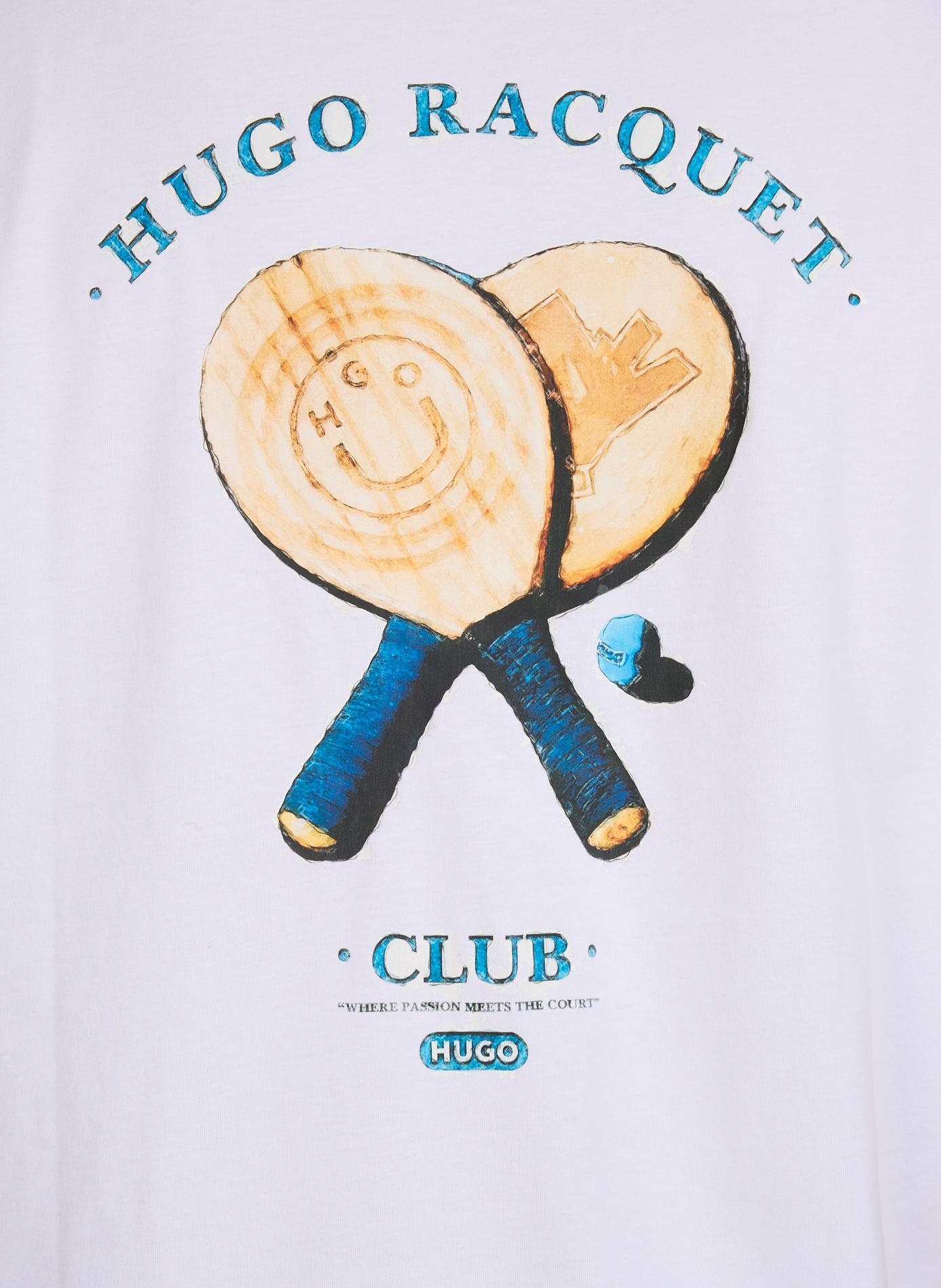 Biker-style cotton t-shirt HUGO BLUE White
