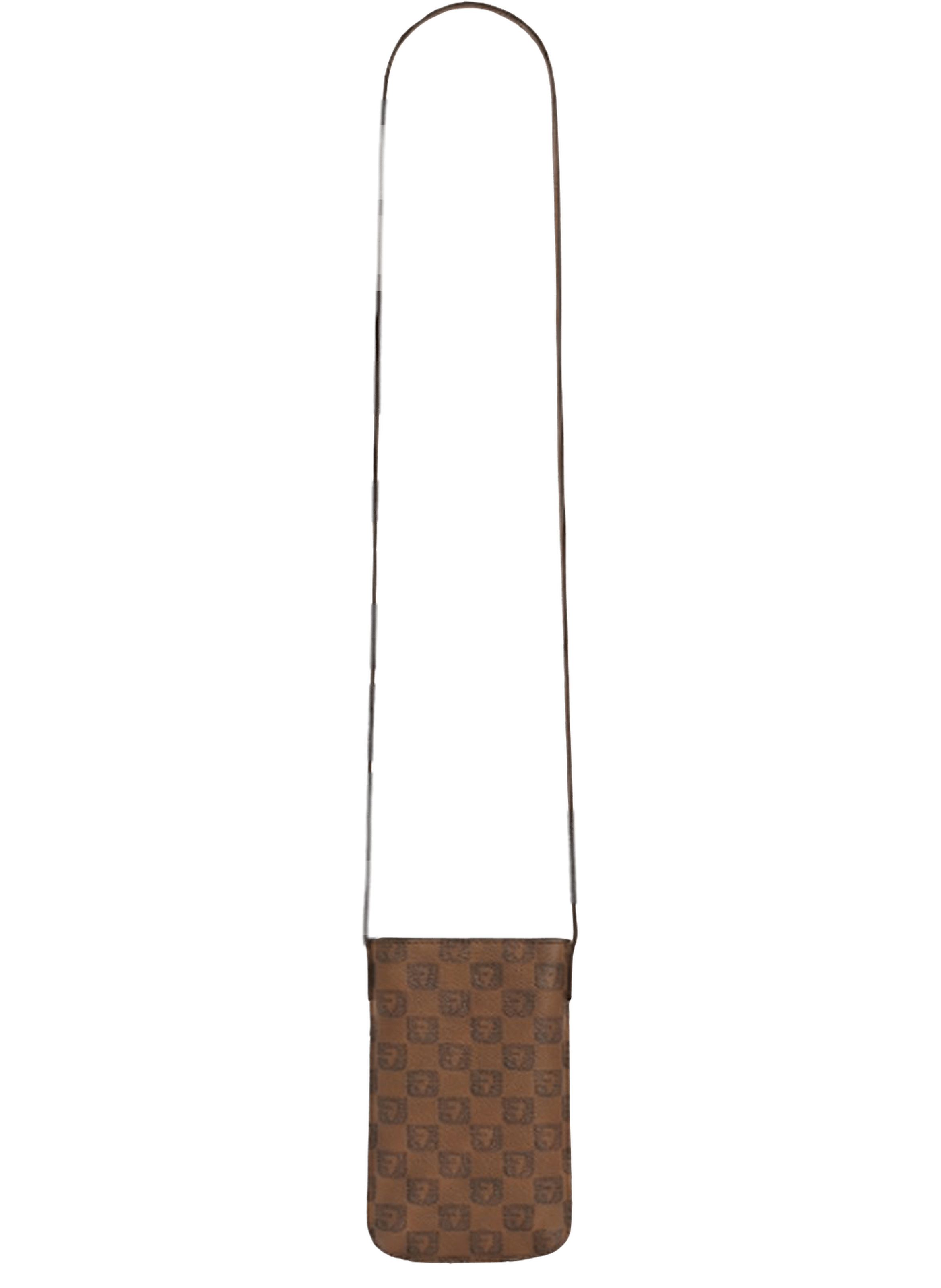 Porte téléphone en toile enduite monogrammée et cuir- ladyphone GERARD DAREL Marron