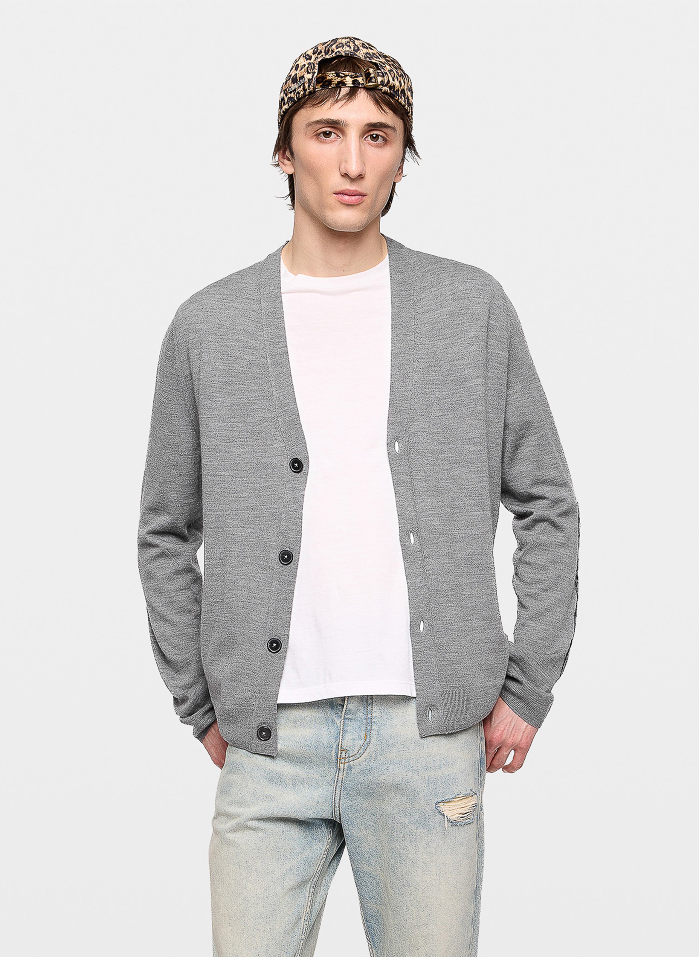 Gilet droit col v jacquard en laine mérinos remi ZADIG&VOLTAIRE Gris