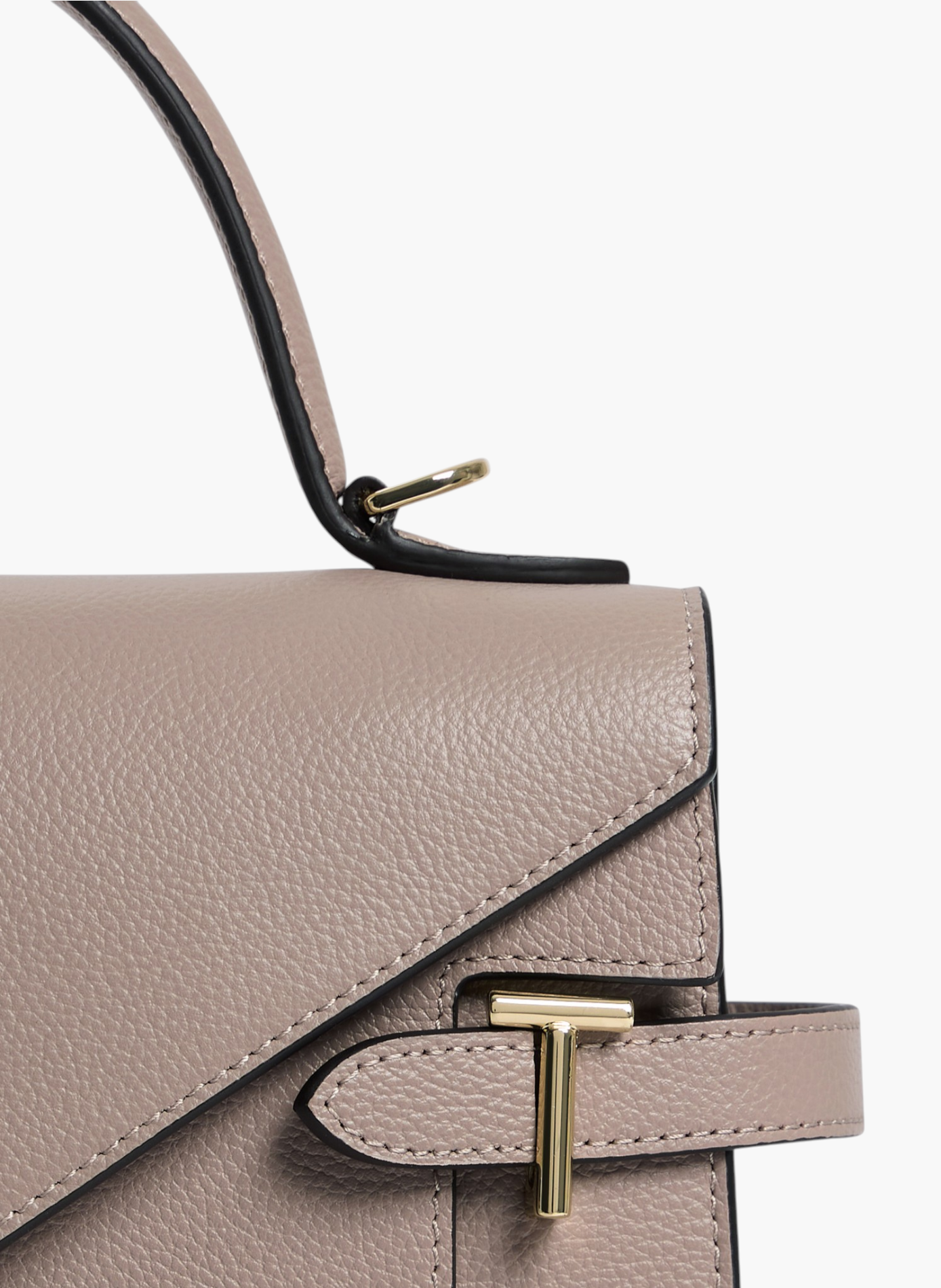 Sac à main double rabat moyen modèle emilie en cuir grainé LE TANNEUR Gris