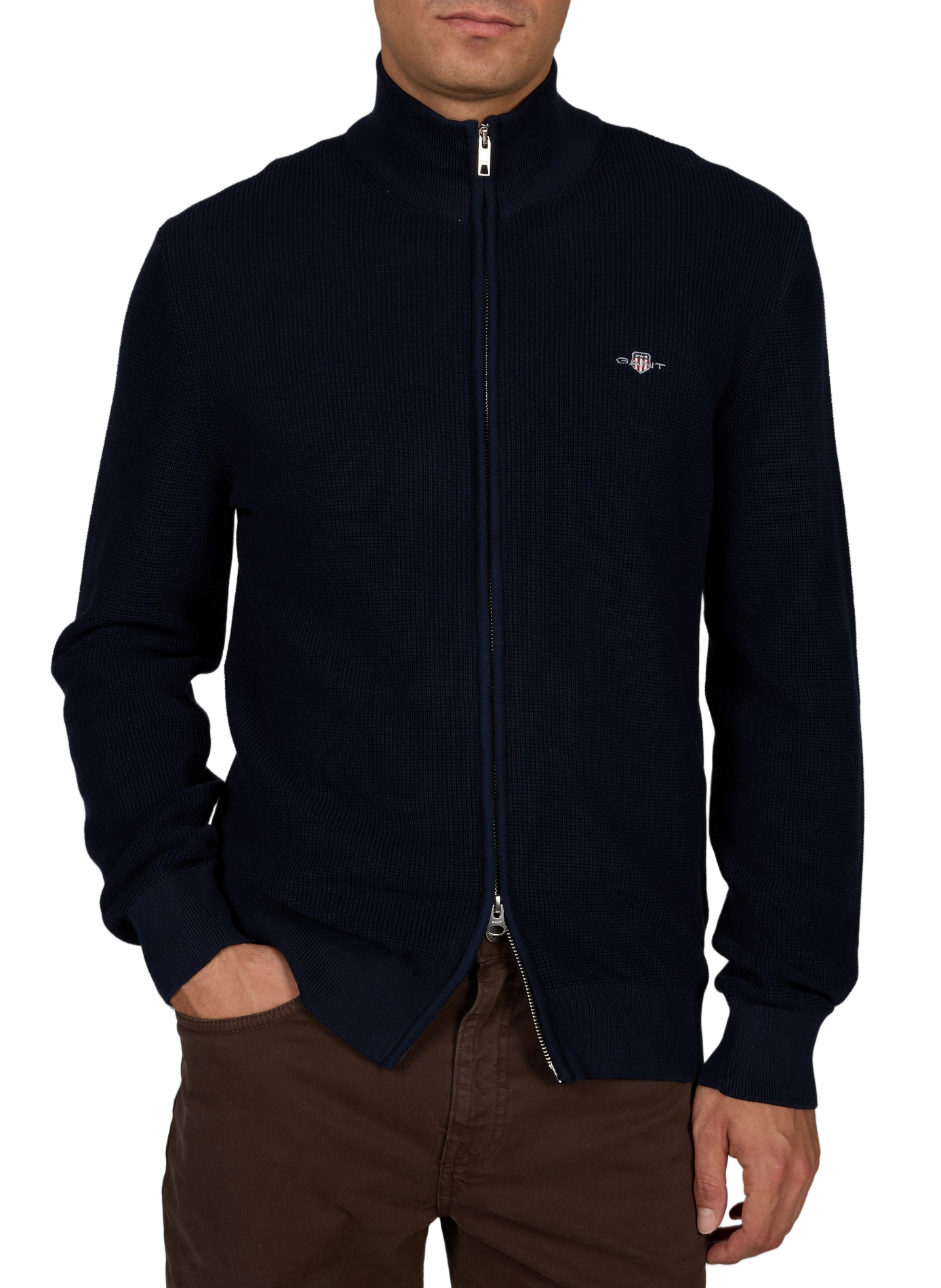Zip-up cotton jacket GANT Blue