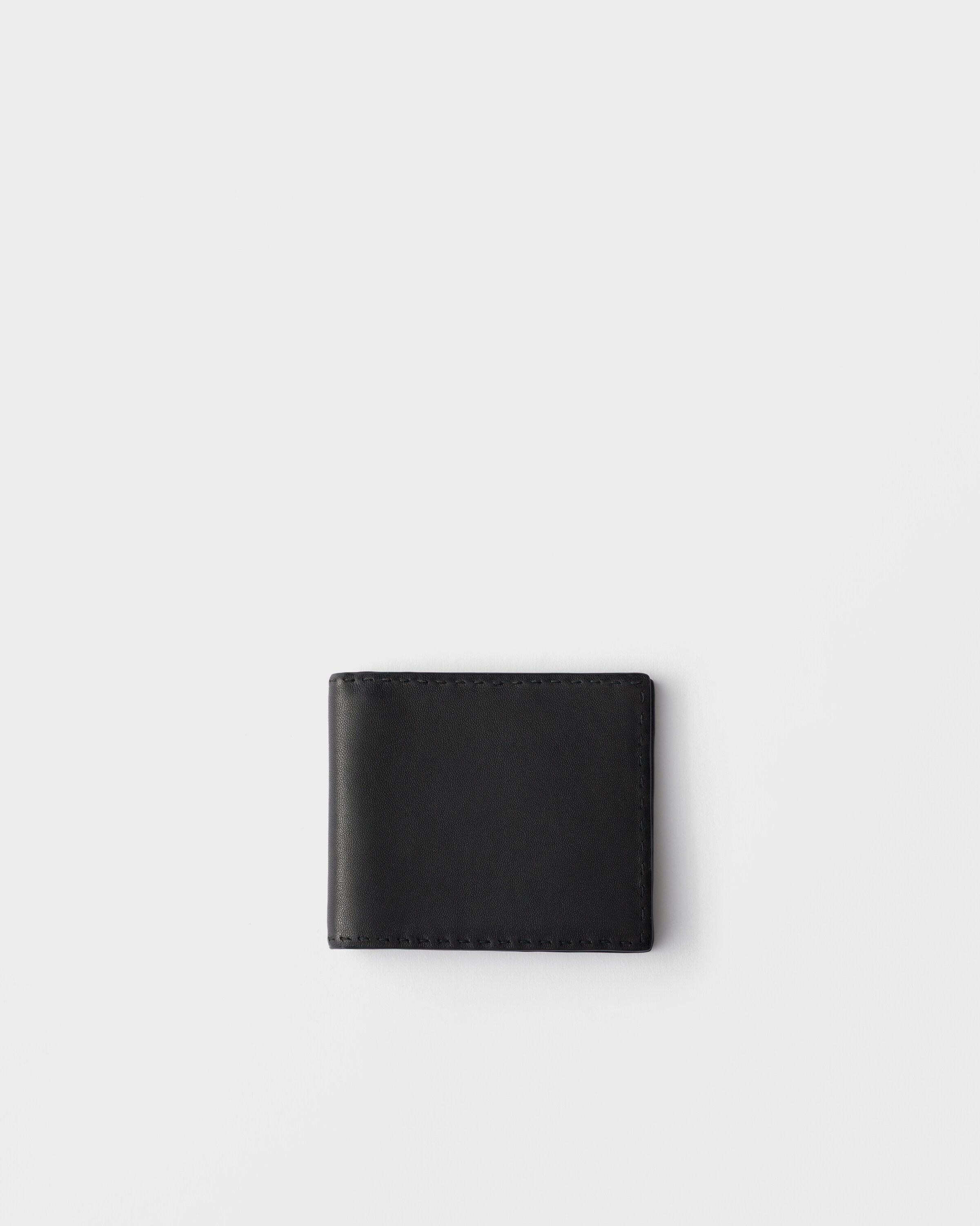 Portefeuille en cuir vieilli PRADA Noir
