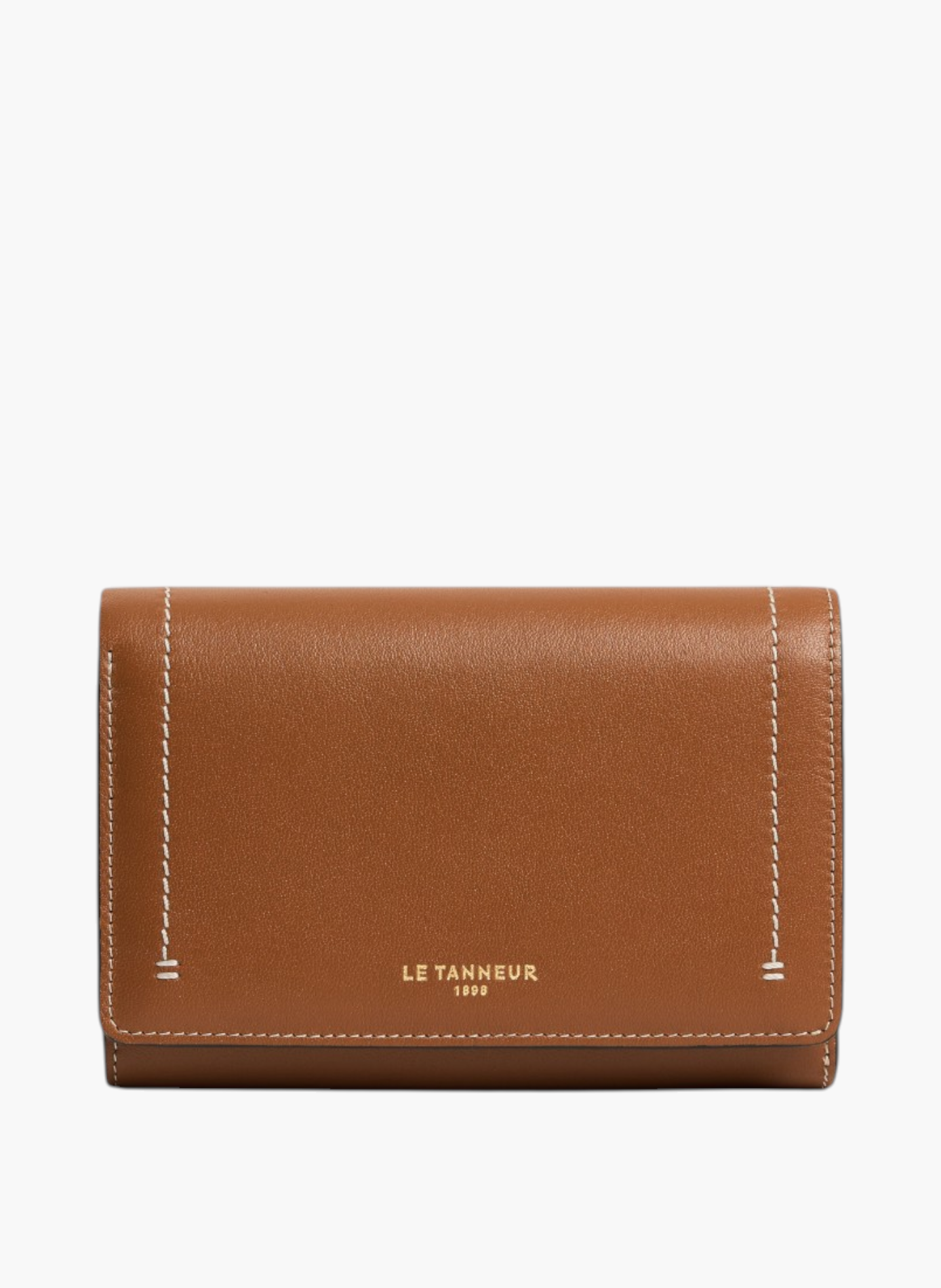 Portefeuille moyen modèle à rabat louison en cuir lisse  Marron tan