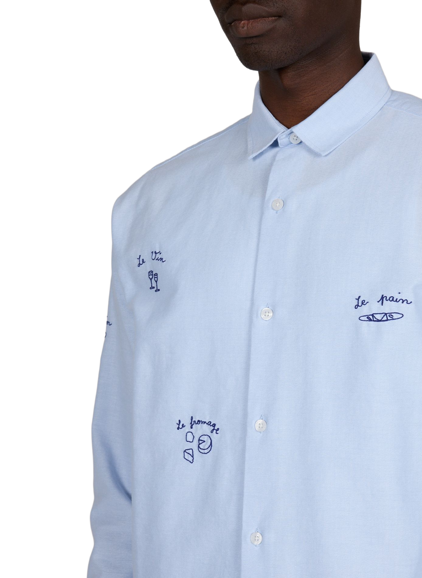Straight shirt with classic collar in embroidered cotton MAISON LABICHE Blue