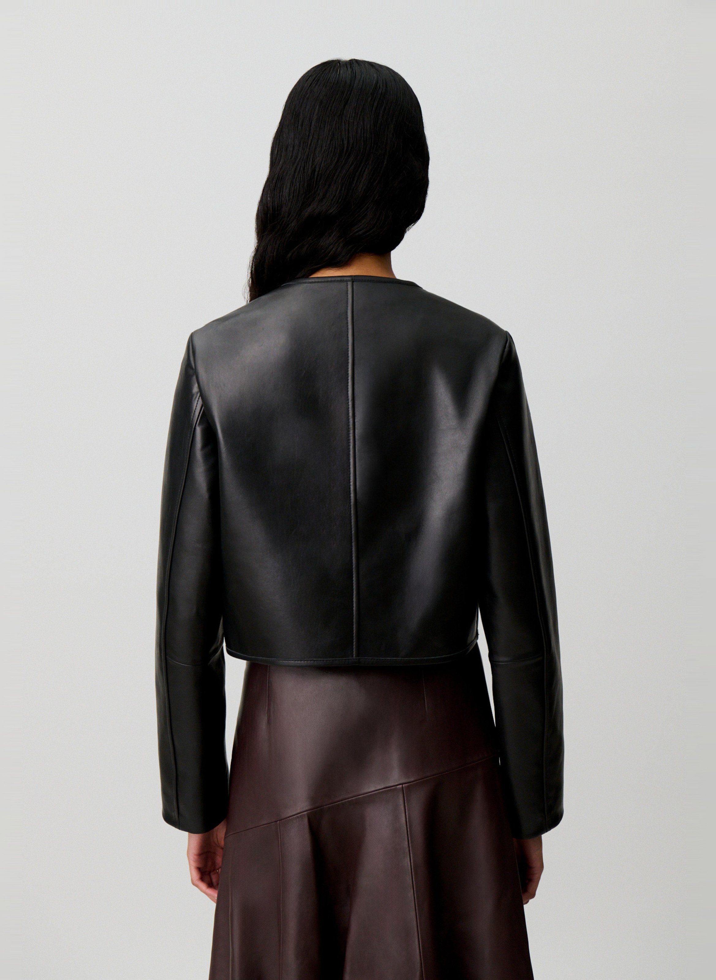 Veste en cuir droite CLAUDIE PIERLOT Noir