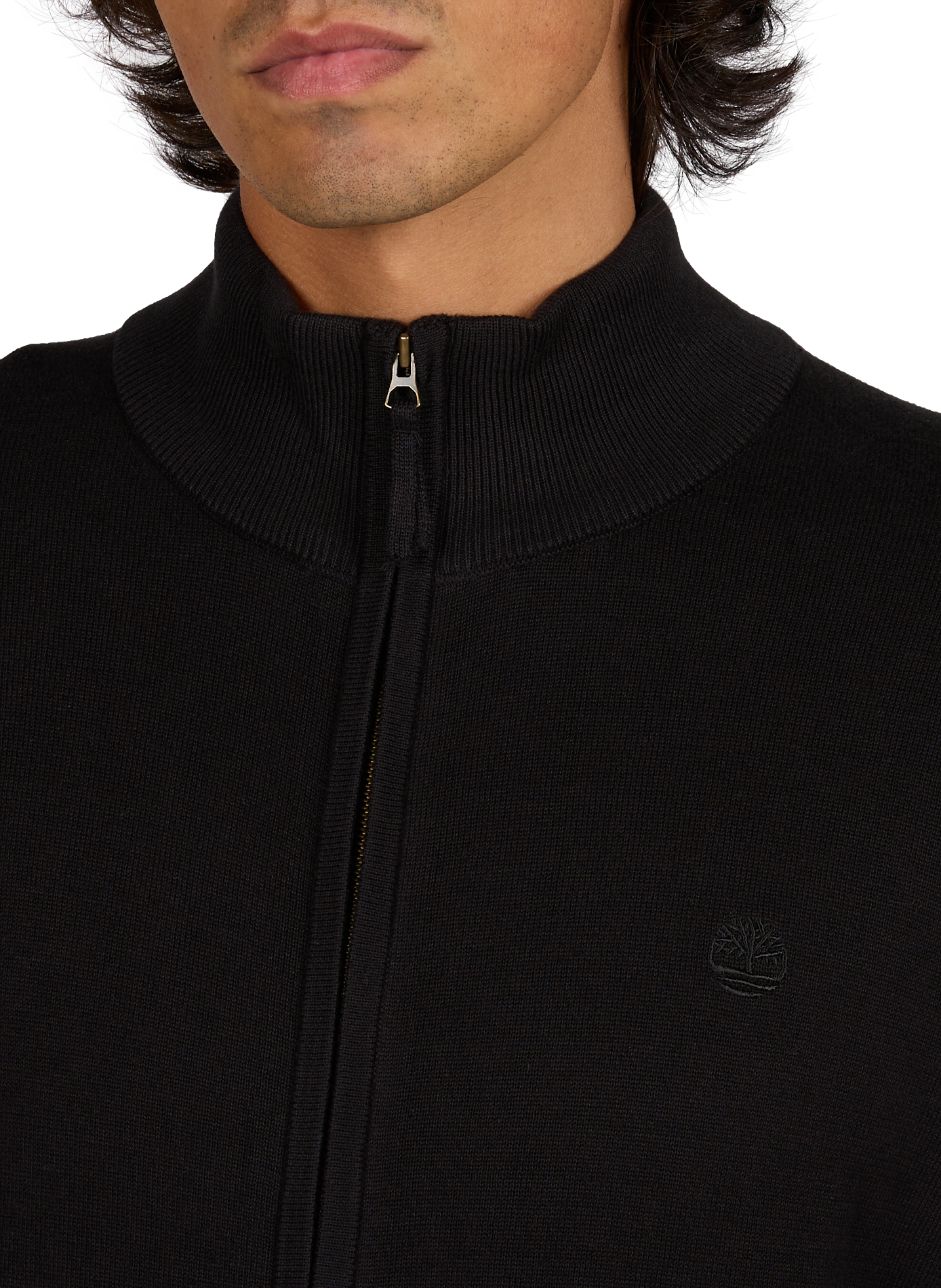 Straight zip-up cotton sweater TIMBERLAND Black