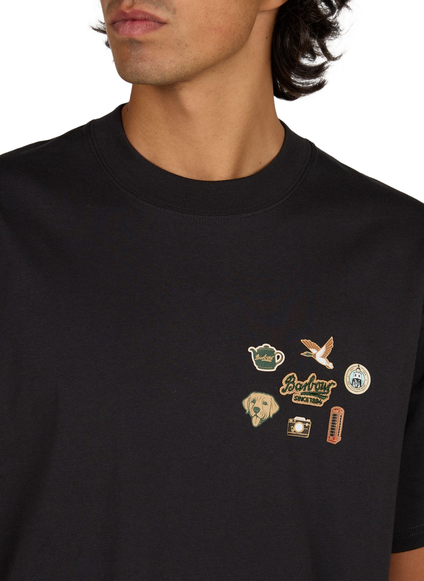 T-shirt droit à patch en coton  Black