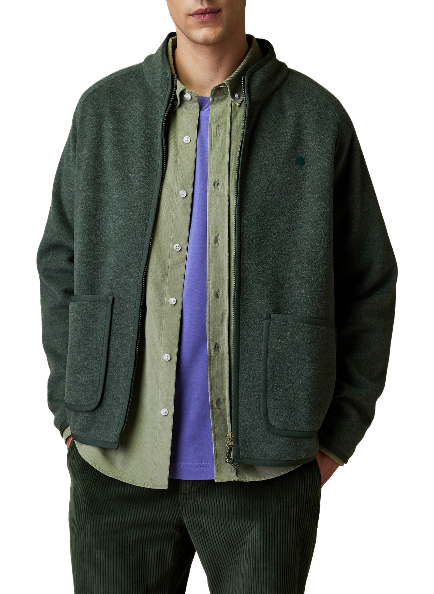 Straight-cut fleece jacket FAGUO Green