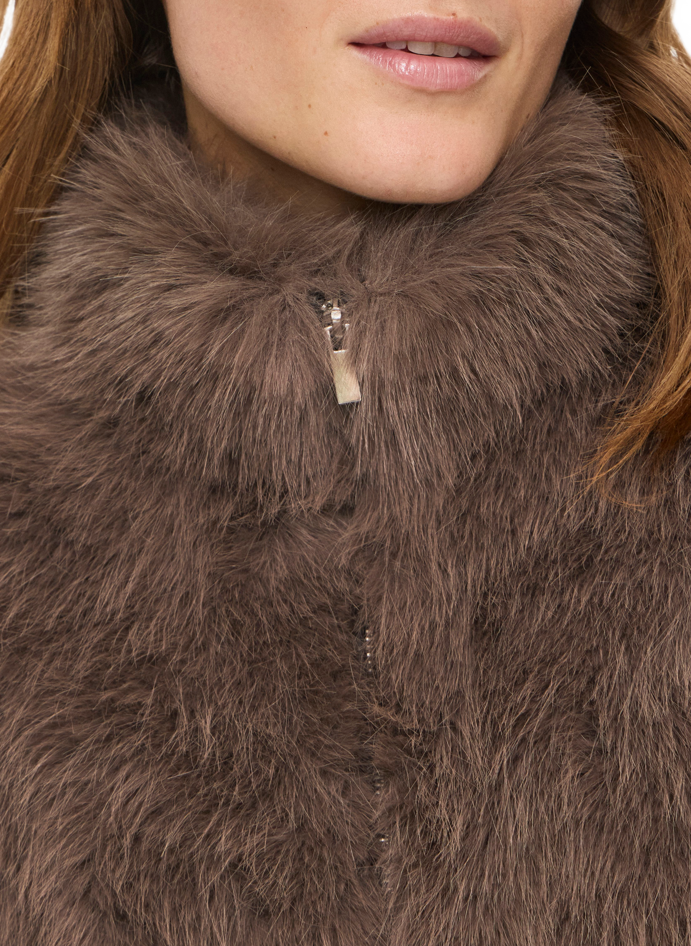 Veste col montant effet fourrure VILA Brown