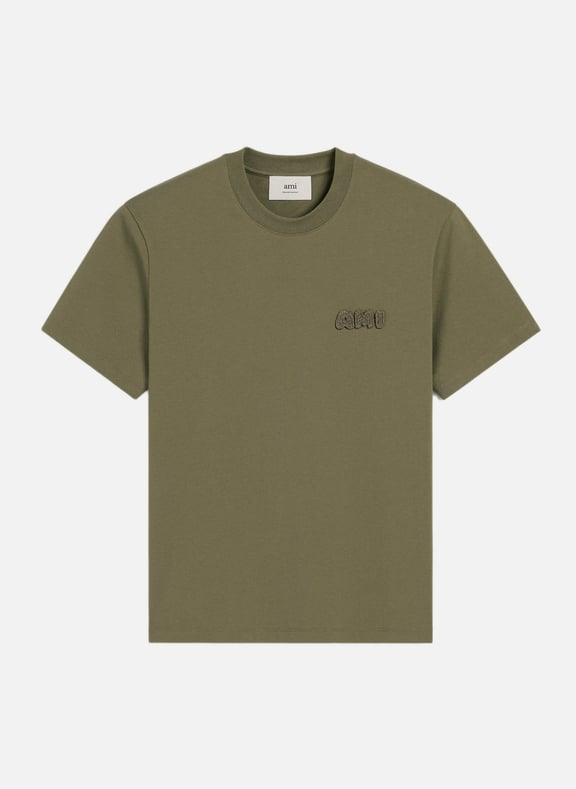 T-shirt en coton avec patch ami unisexe Vert by AMI PARIS AMI PARIS T-shirt en coton avec patch ami unisexe Vert