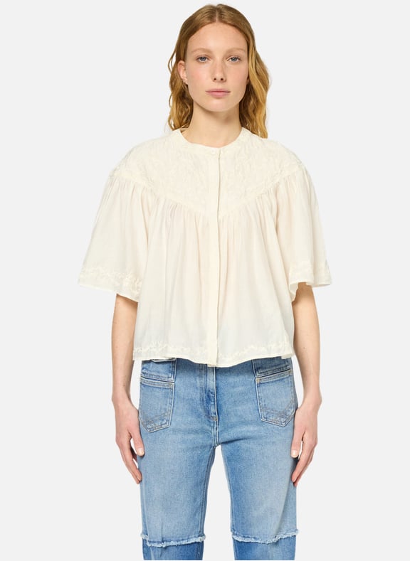 Chemise en coton et soie à broderies - uguette Blanc by GERARD DAREL GERARD DAREL Chemise en coton et soie à broderies - uguette Blanc