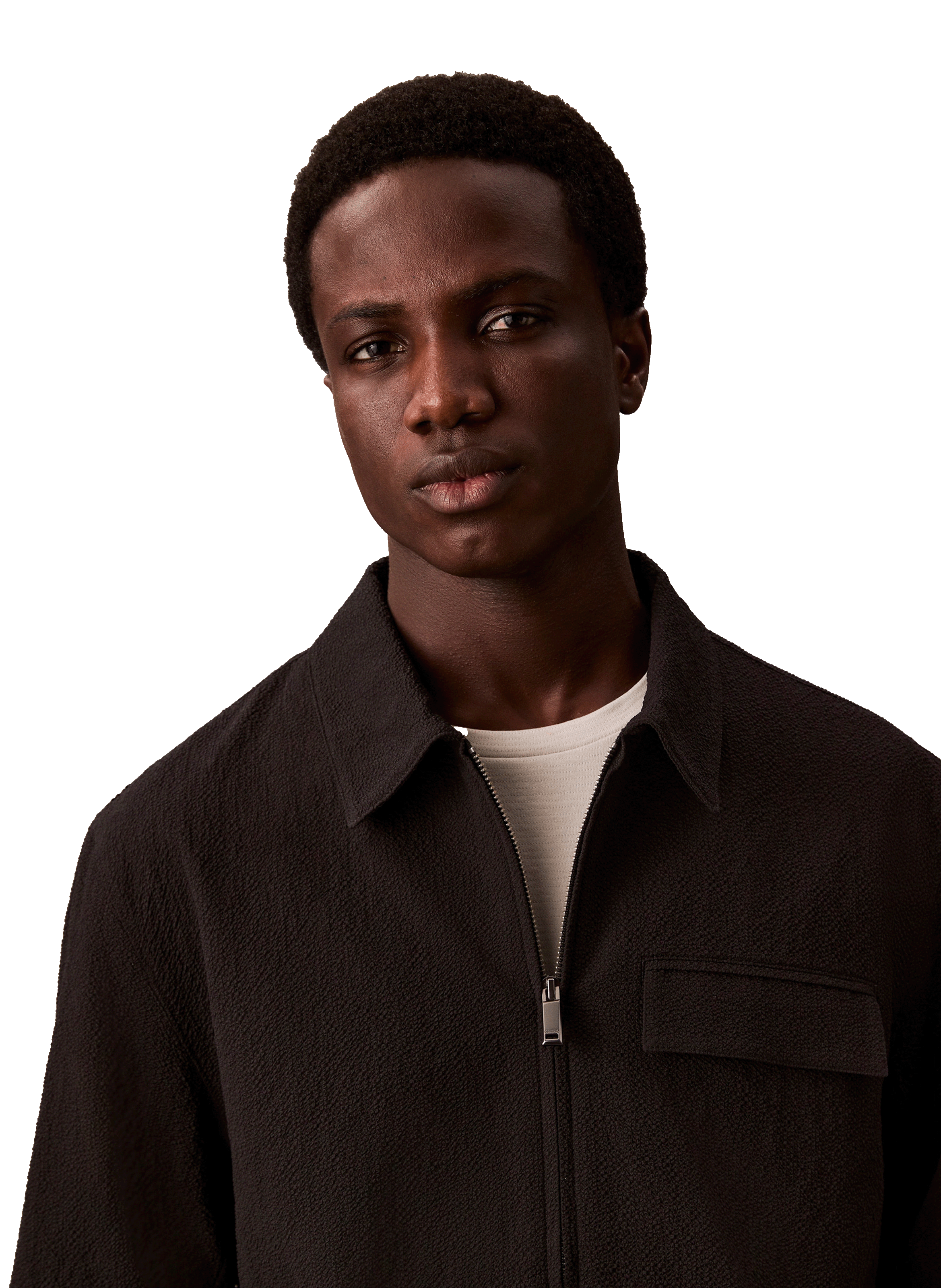 Blouson texturé col classique CALVIN KLEIN Noir