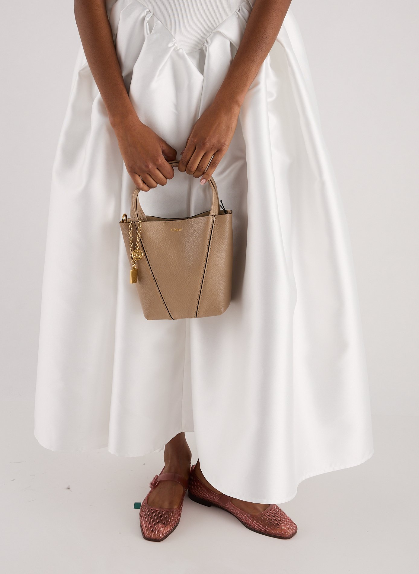 Sac à main Spin en cuir de veau CHLOÉ Gris