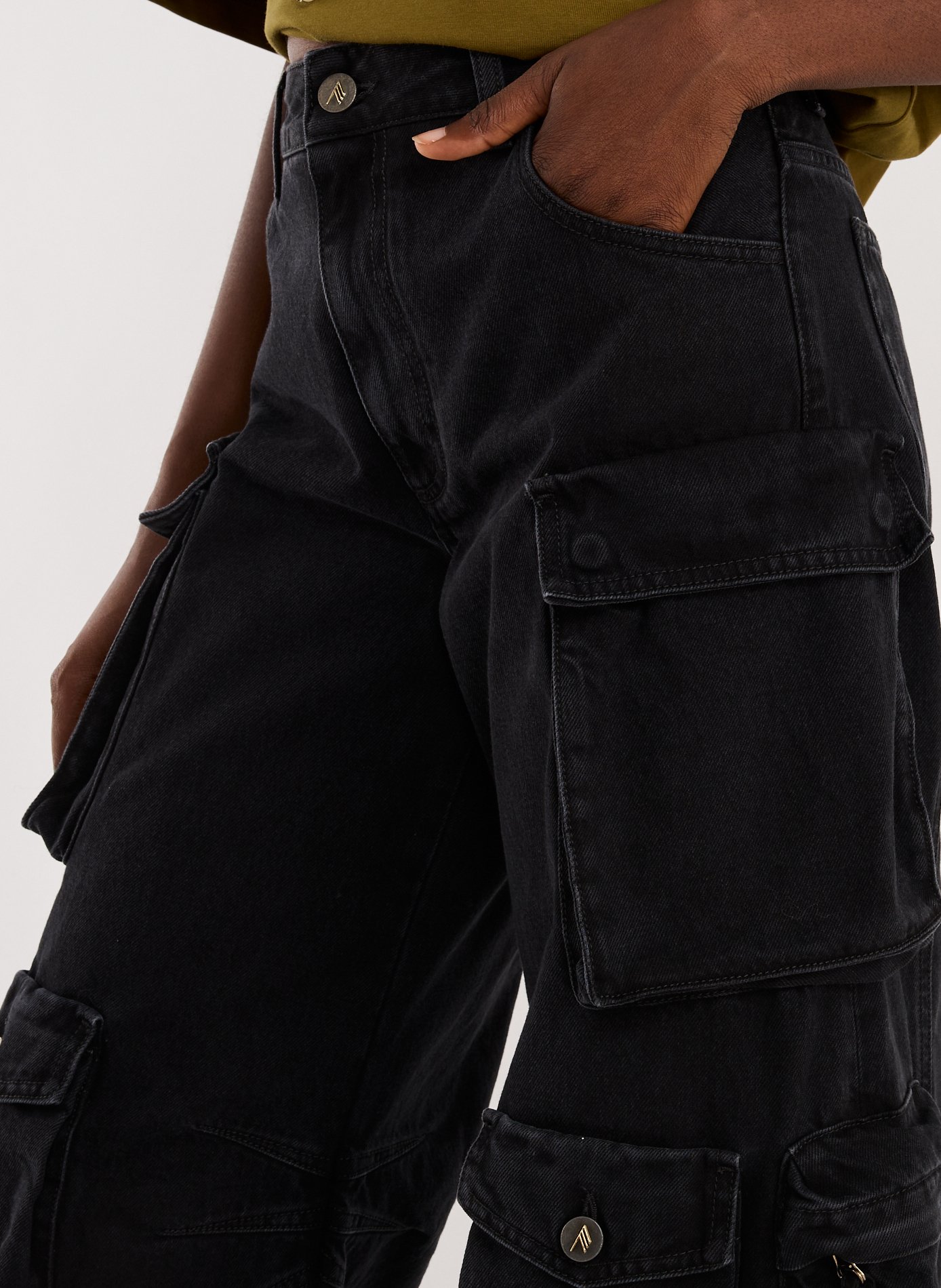 Cotton cargo jeans THE ATTICO Black