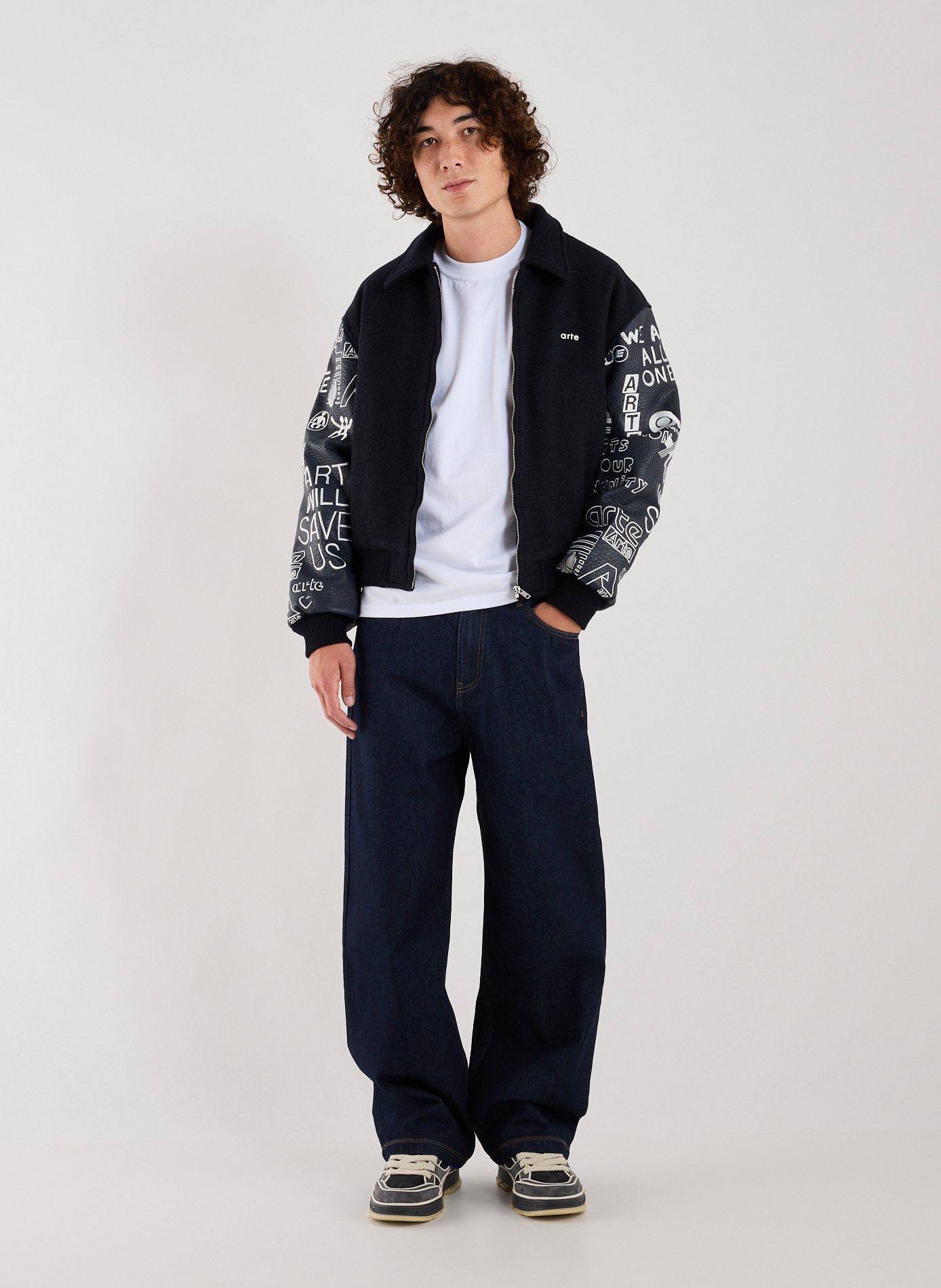 Blouson droit en laine mélangée ARTE ANTWERP Bleu