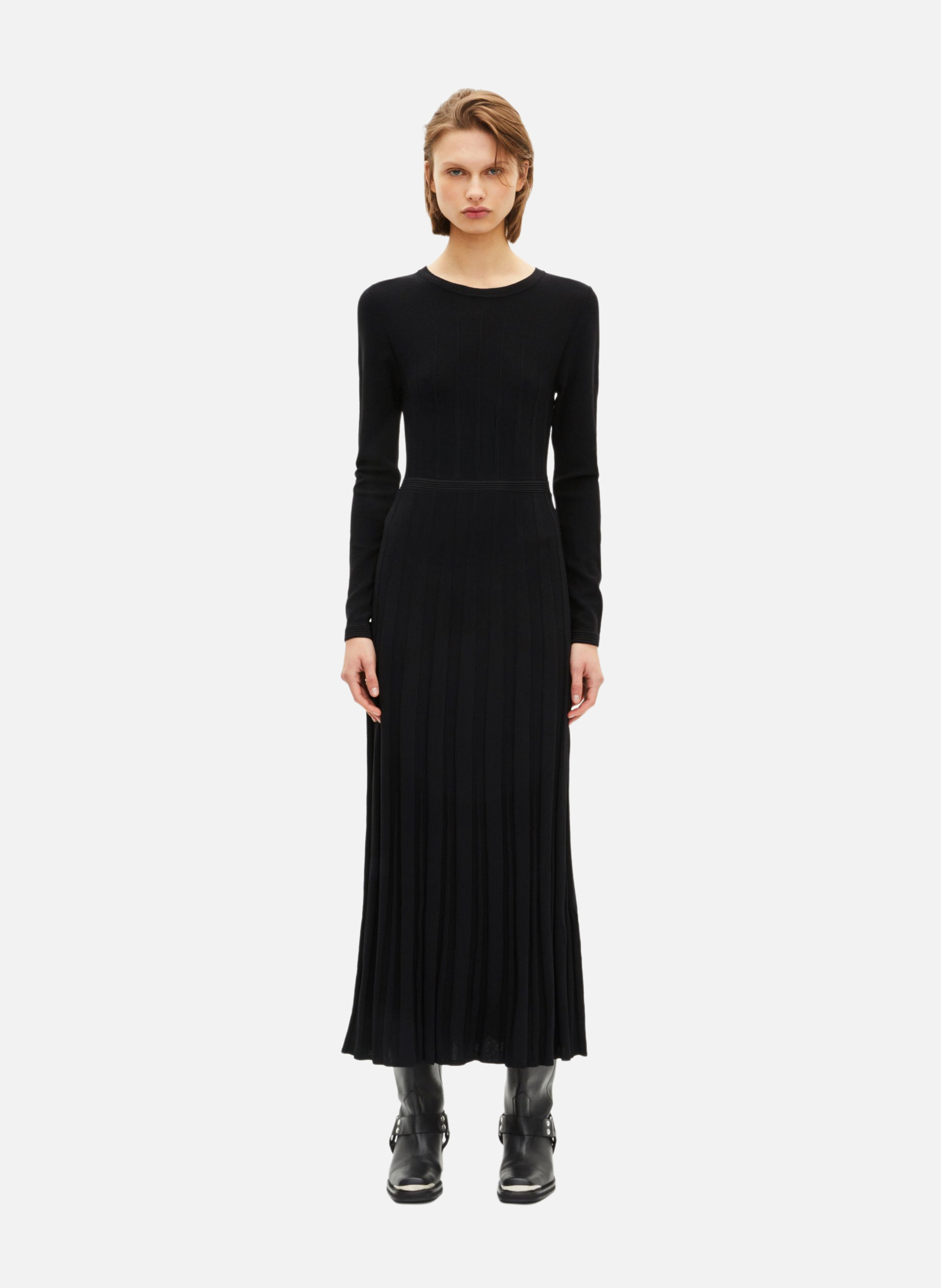 Robe longue en maille avec dentelle THE KOOPLES Noir