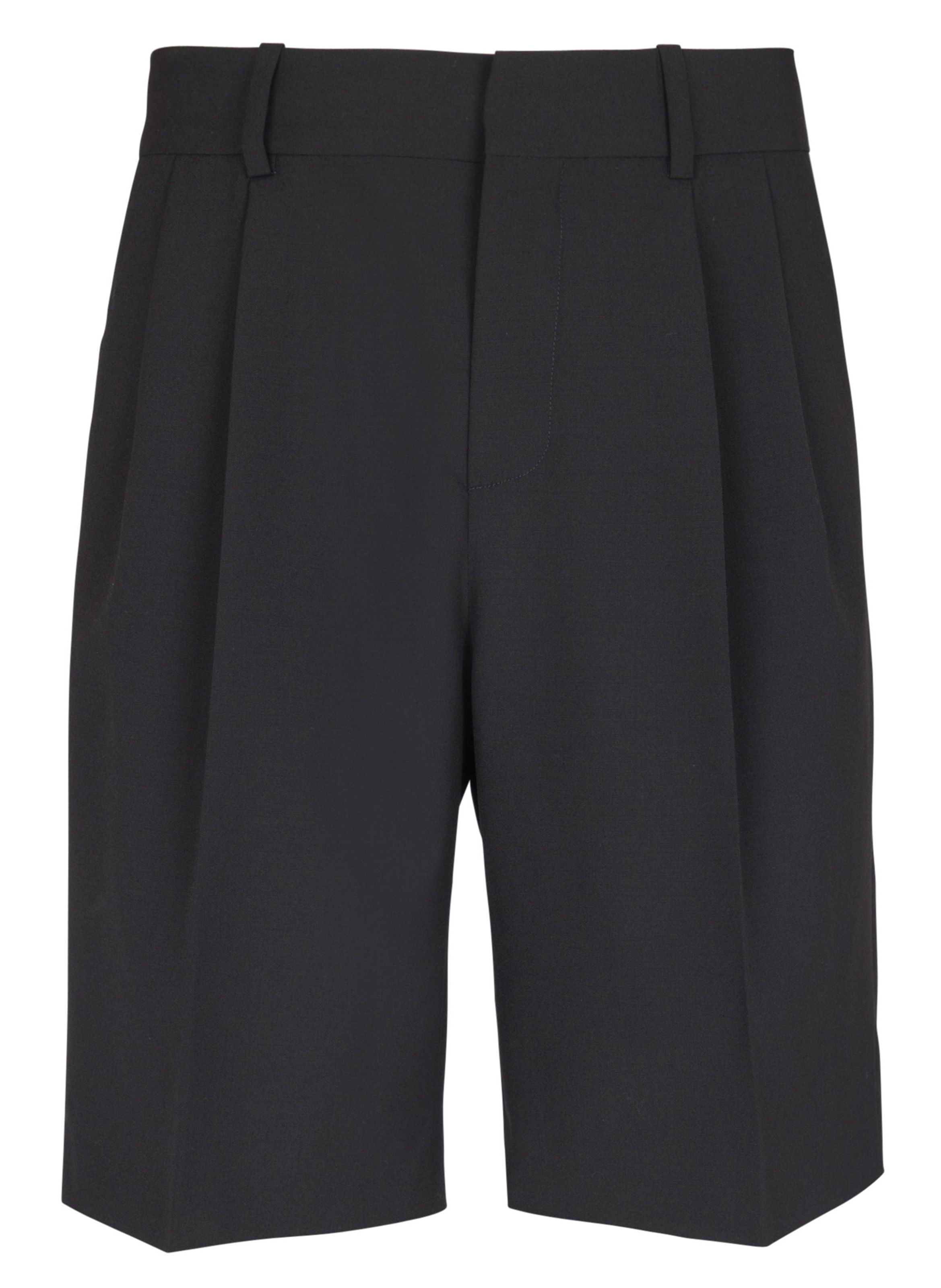 Bermuda à pinces en laine BALMAIN Noir