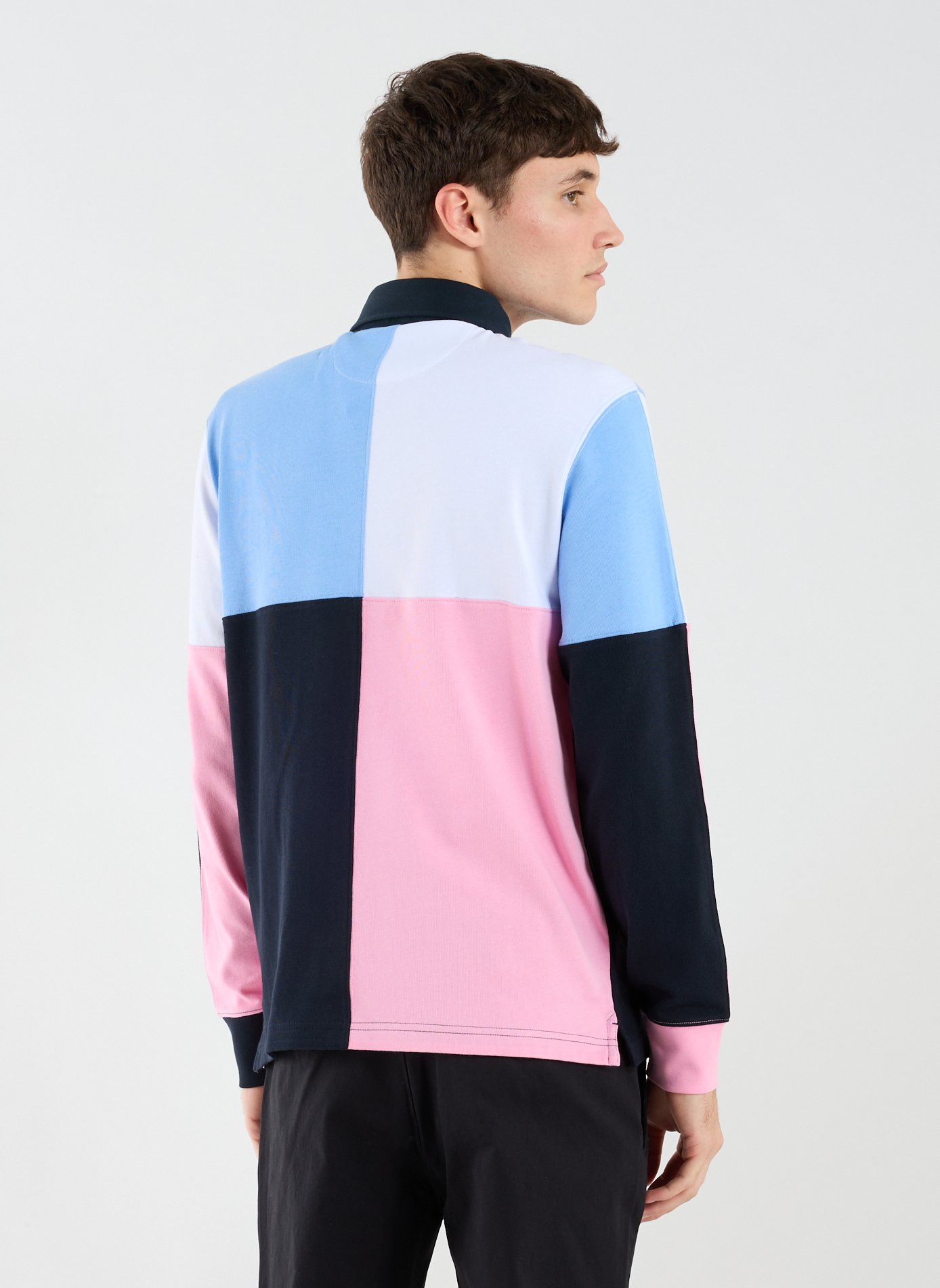 Straight fit polo in thick colorblock cotton jersey EDEN PARK Pink