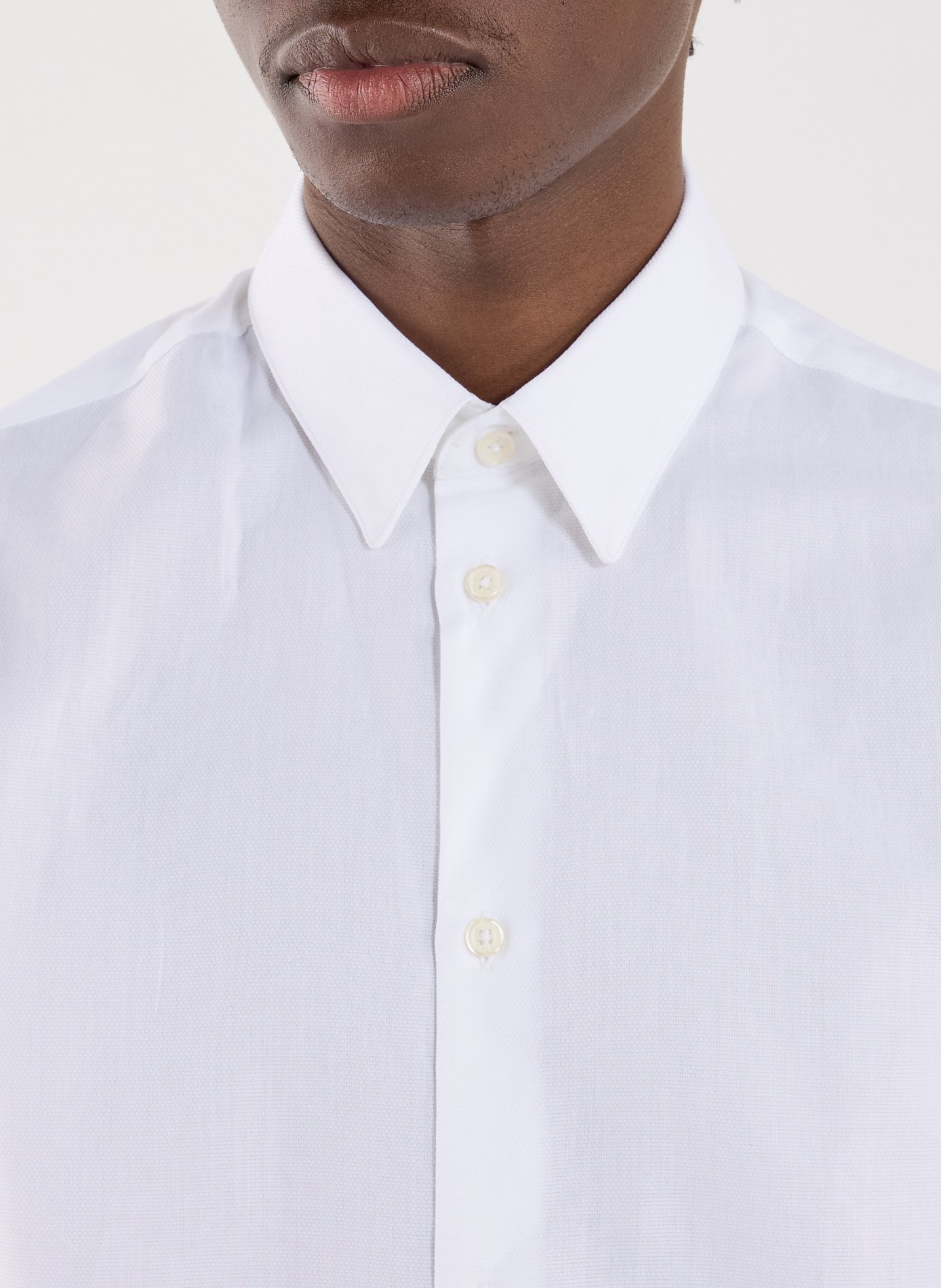 Chemise col classique manches contrastantes en coton AU PRINTEMPS PARIS White