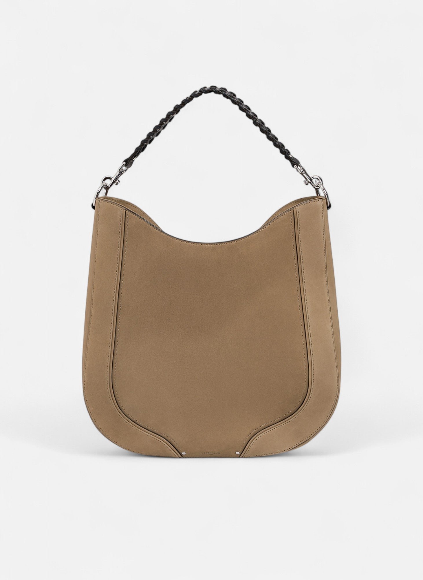 Sac hobo moyen modèle ella en cuir lisse et nubuck LE TANNEUR Marron