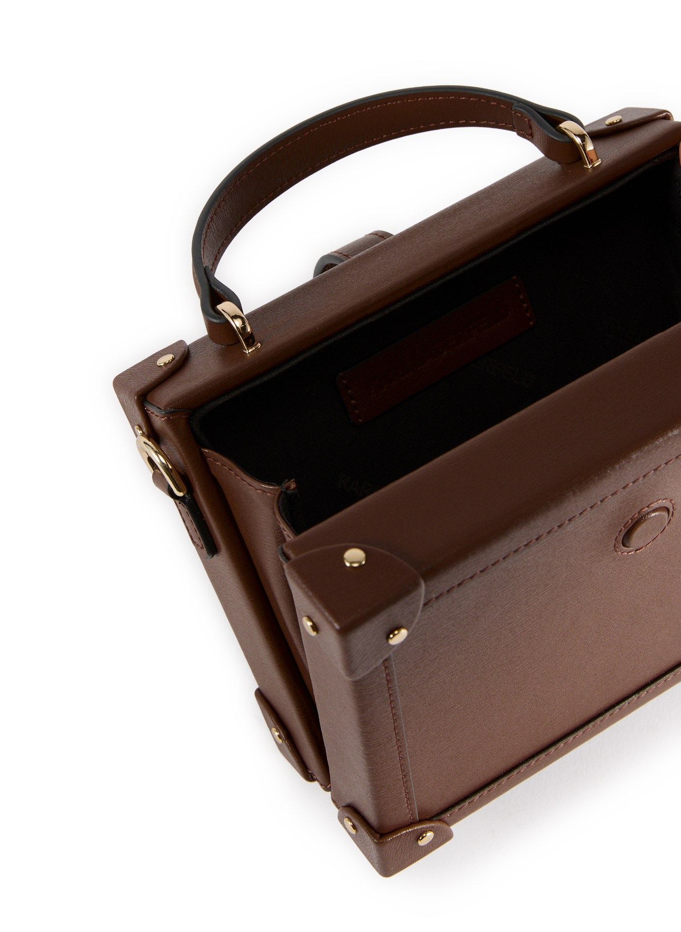 Leather trunk-shaped handbag KARL LAGERFELD Brown