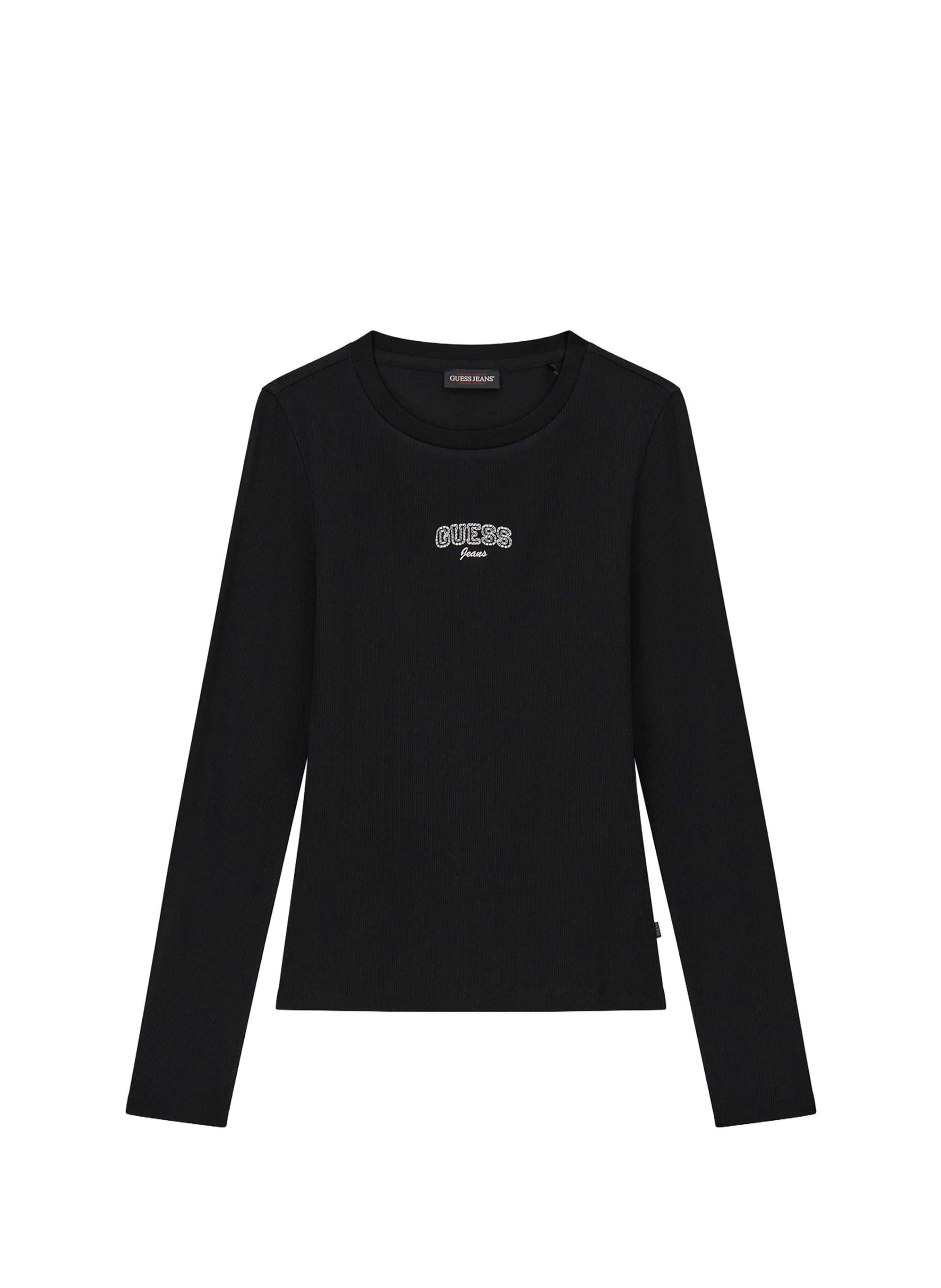 T-shirt manches longues en coton mélangé avec logo GUESS Noir