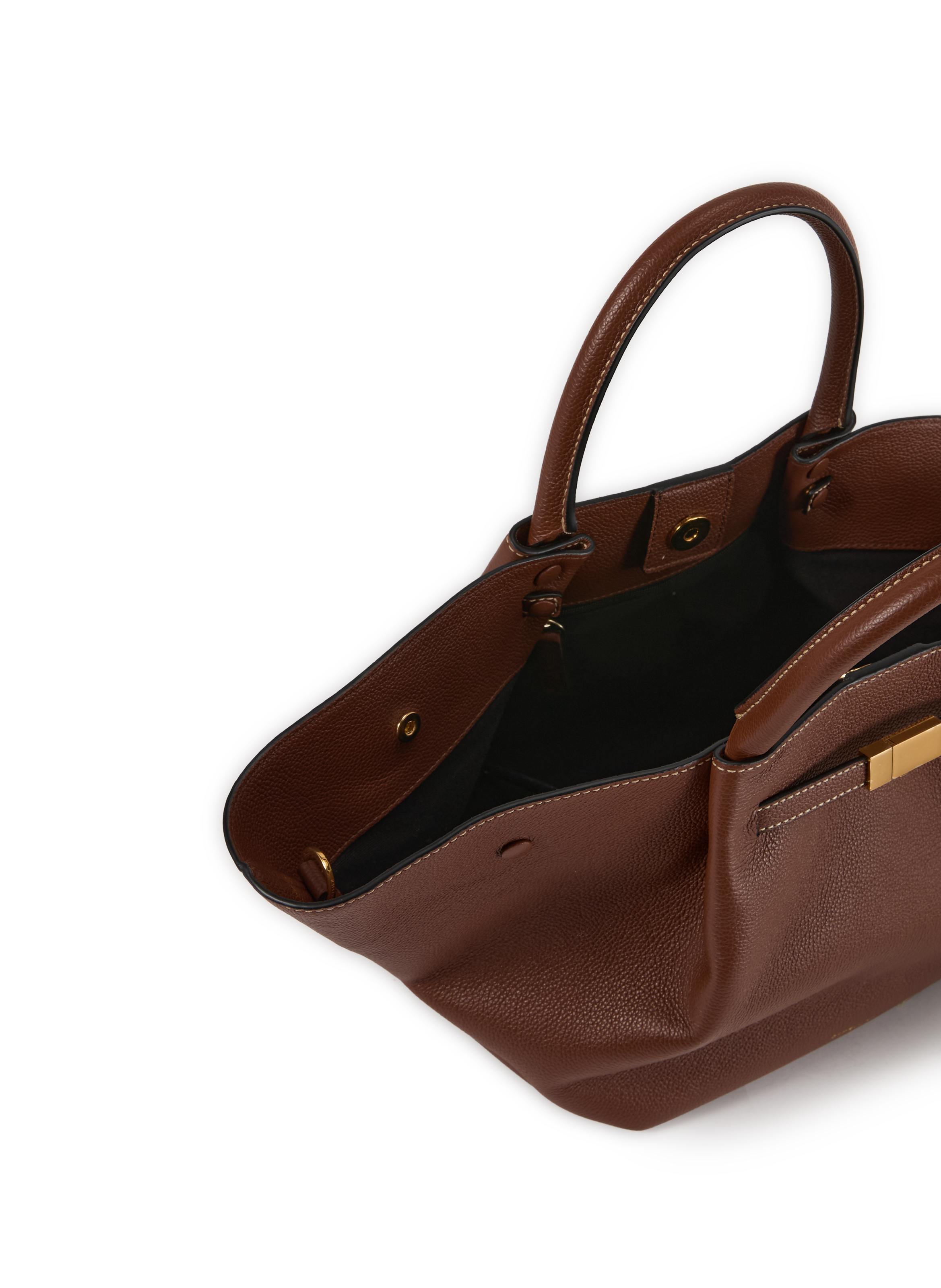 Striped leather handbag DEMELLIER LONDON Brown