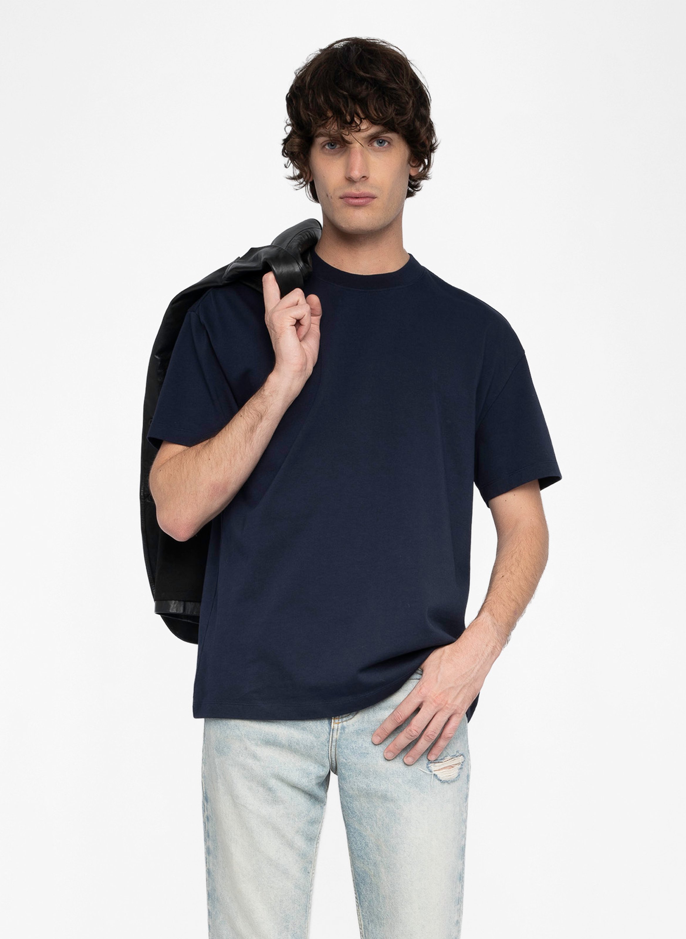Tee-shirt droit col rond en coton teddy ZADIG&VOLTAIRE Bleu