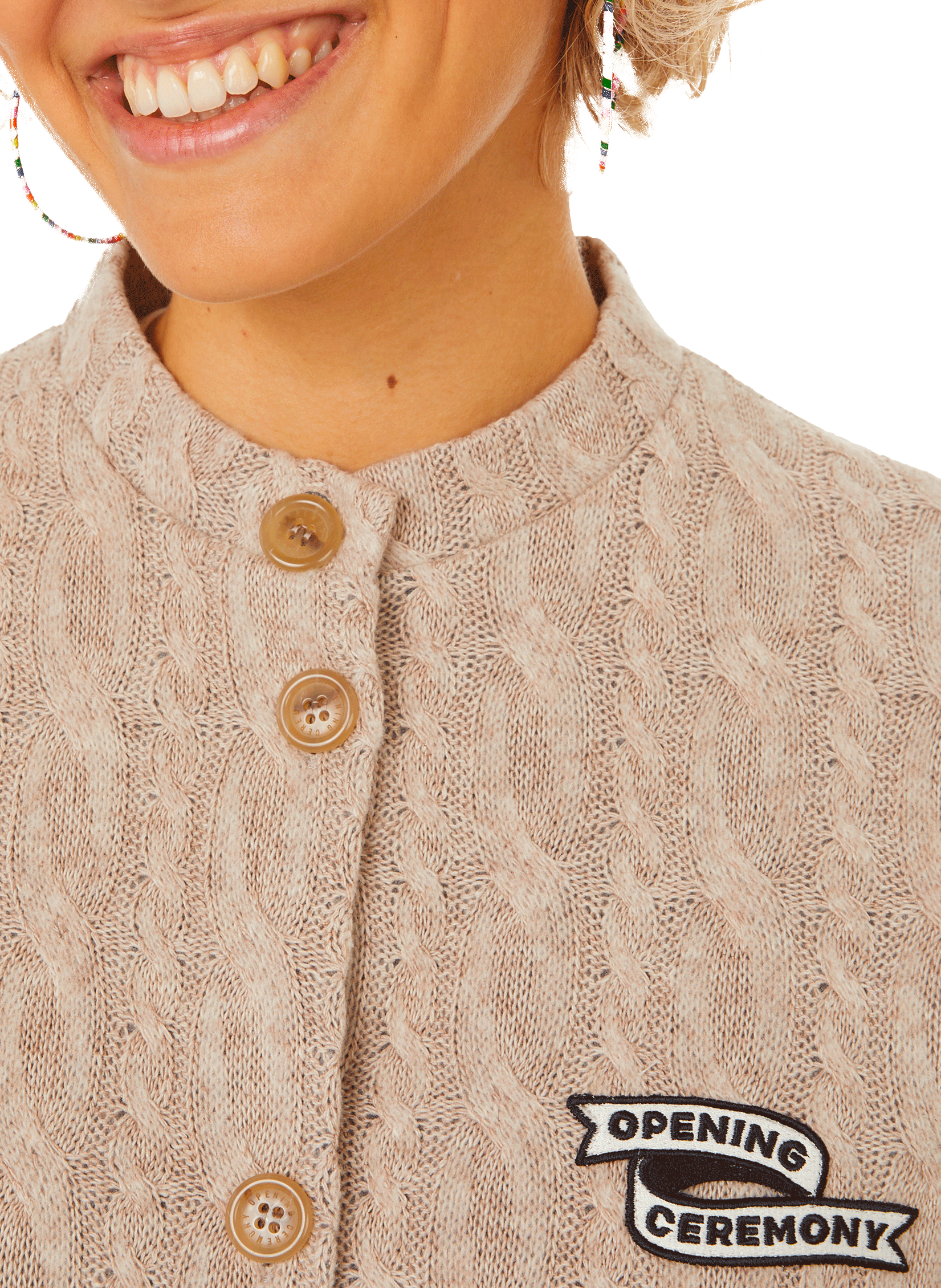 Cardigan en coton mélangé OPENING CEREMONY Beige