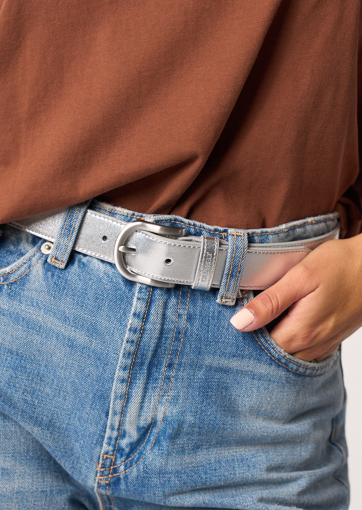 Ceinture en cuir unie BILLYBELT Argent