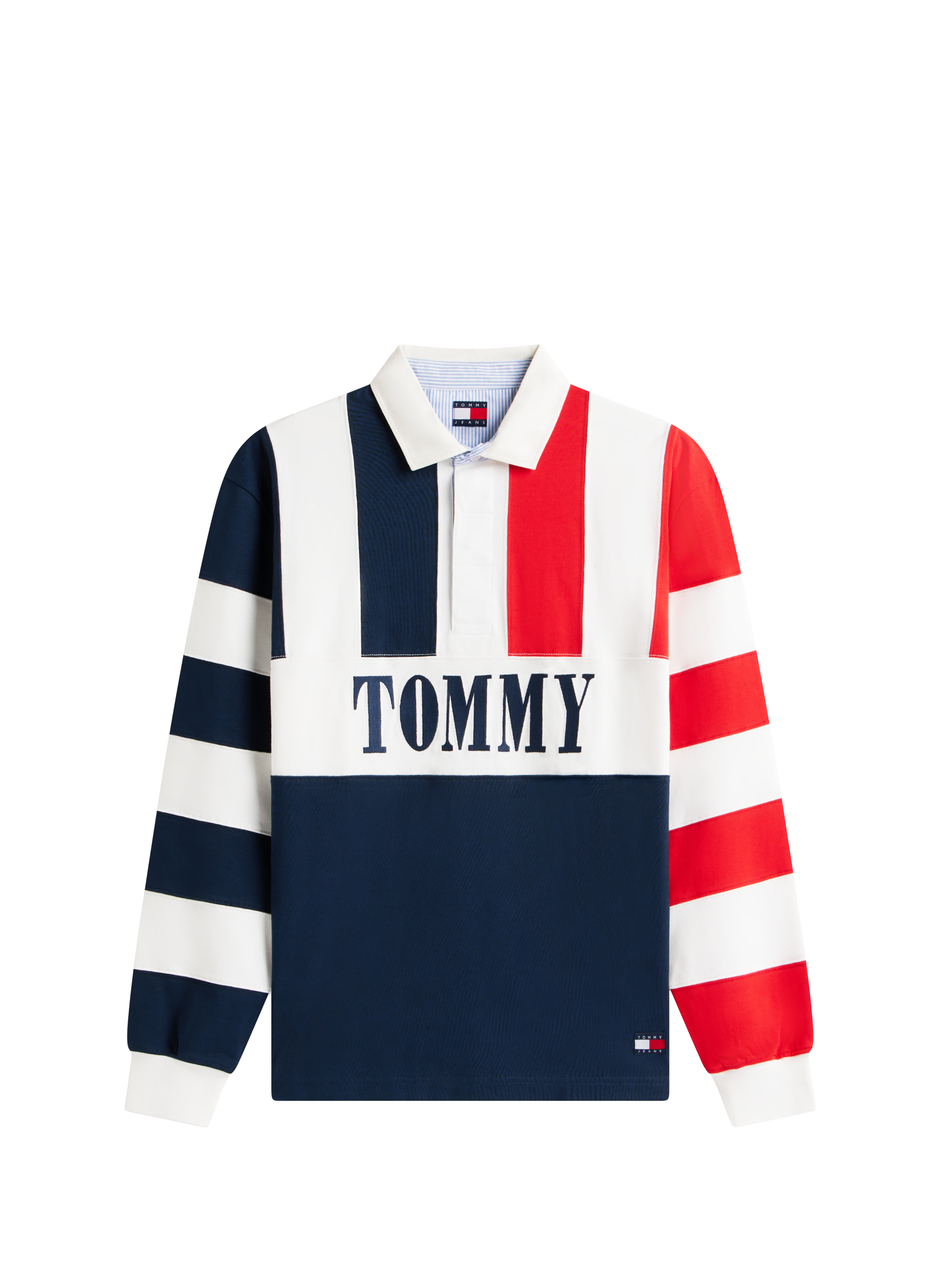 Long-sleeved striped cotton polo TOMMY HILFIGER Blue