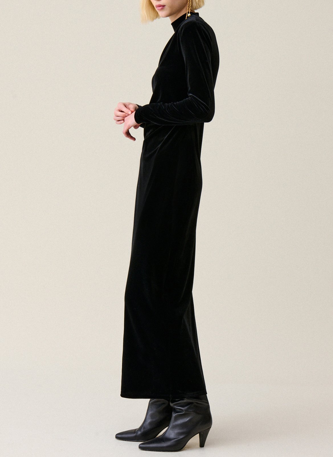 Robe midi en velours CLAUDIE PIERLOT Noir