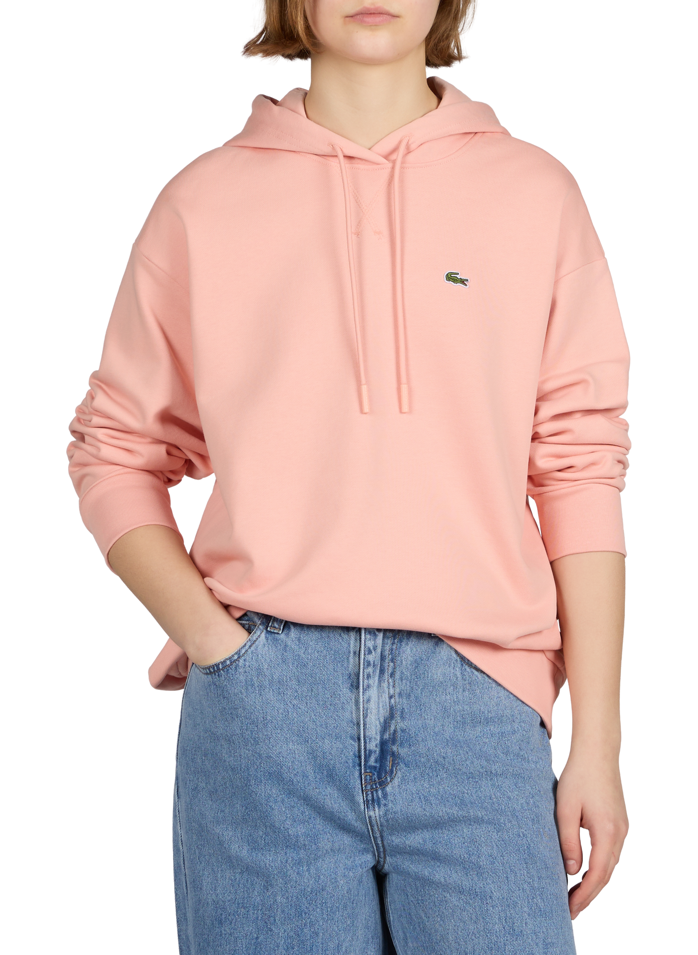 Cotton hoodie LACOSTE Pink