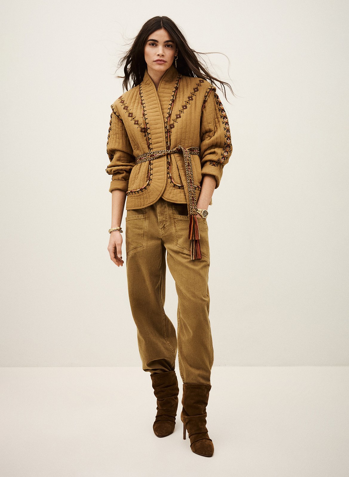 Veste col châle en coton cocoon BA&SH Marron