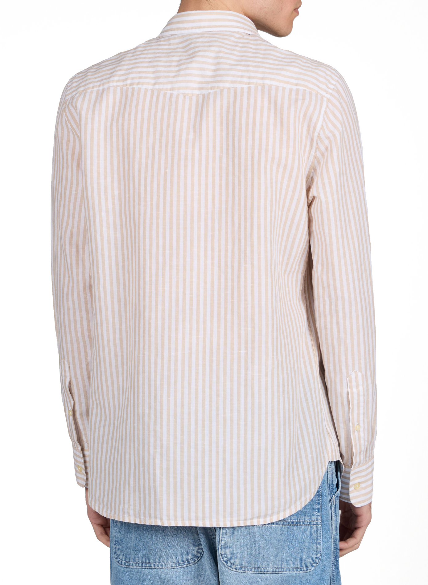 Striped cotton and linen shirt OFFICINE GENERALE Beige