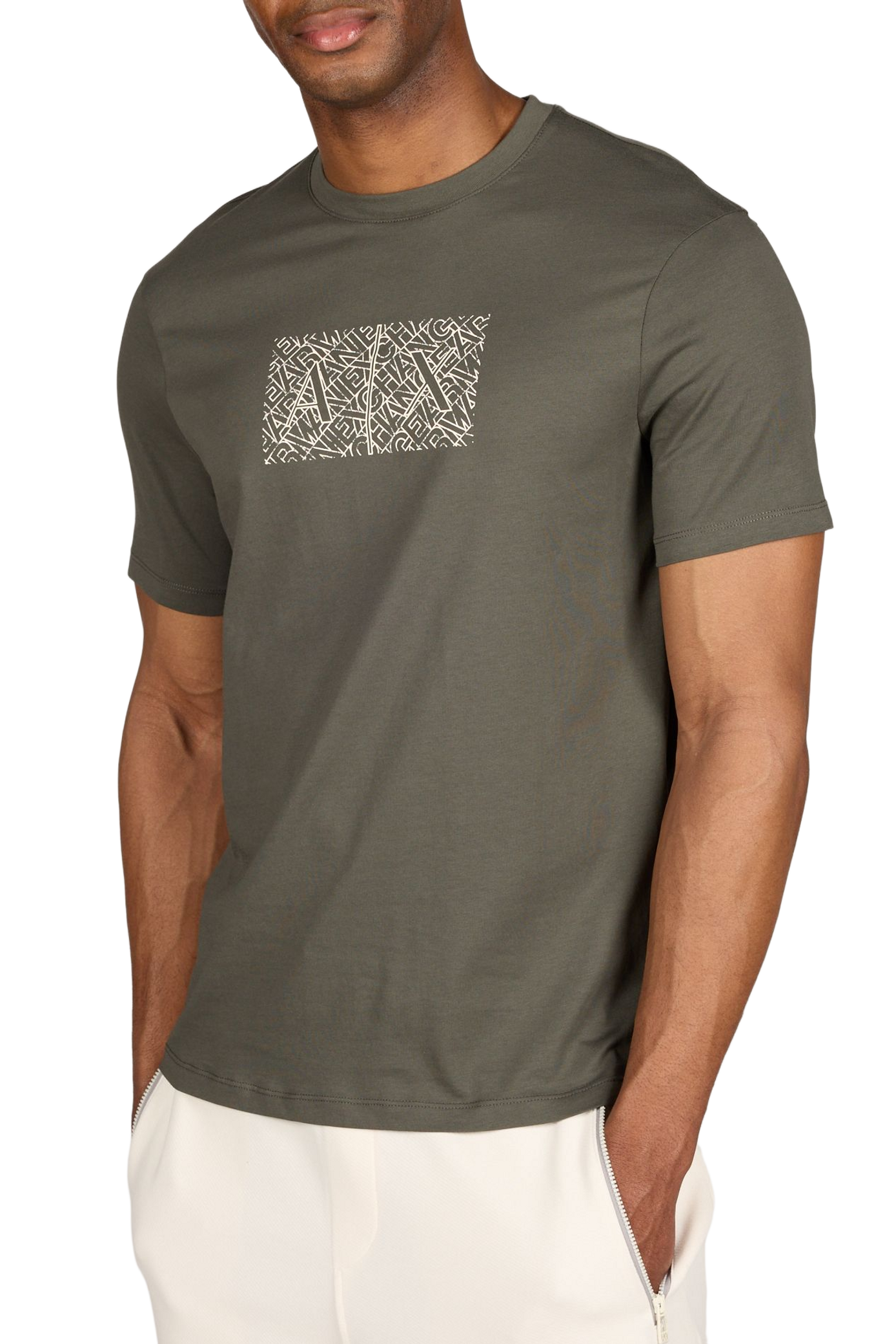 Biker-style cotton t-shirt ARMANI EXCHANGE Khaki