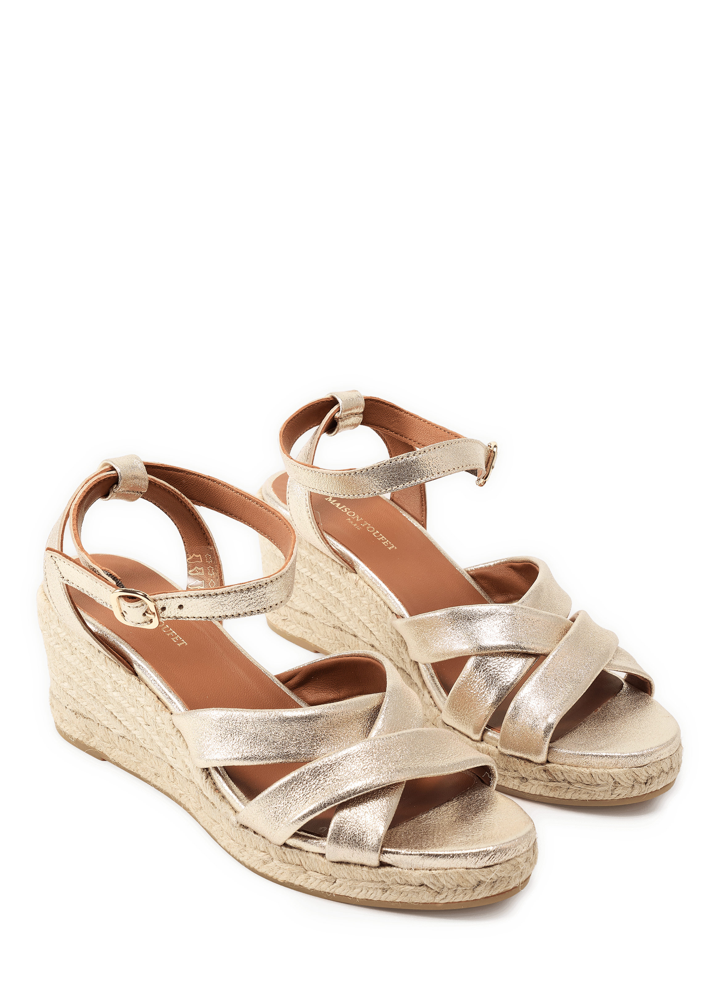 Sandales Iris à talon compensé en cuir MAISON TOUFET Doré