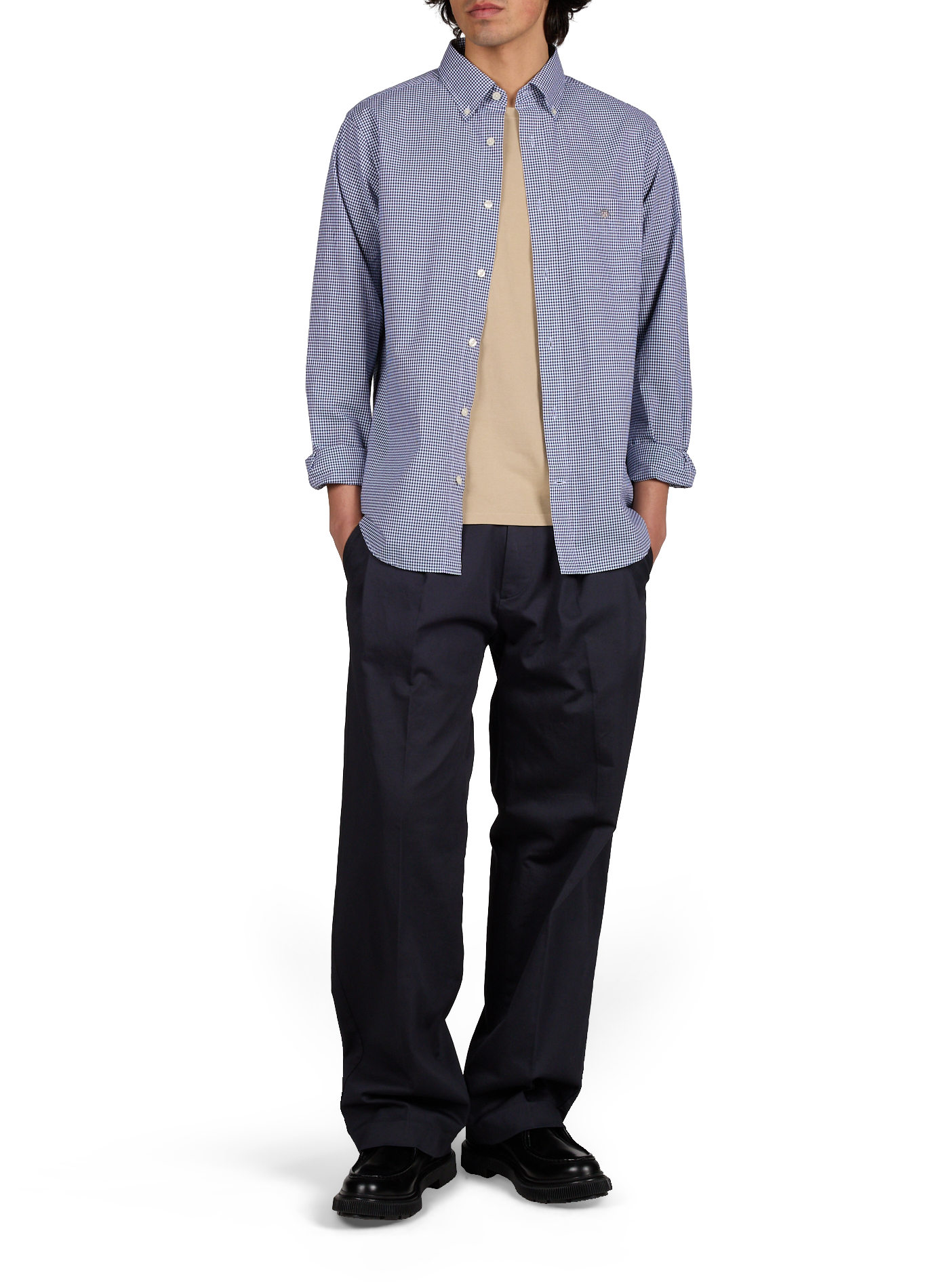 Chemise à carreaux col américain en coton GANT Bleu