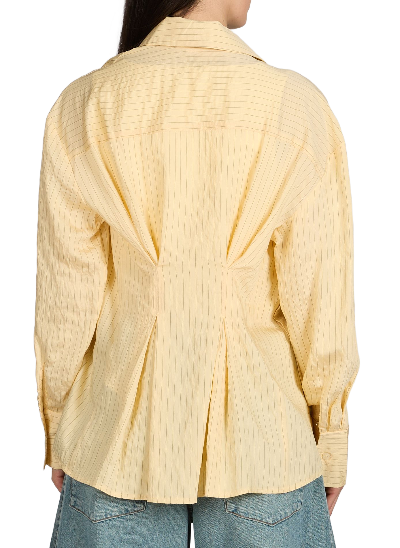 Asymmetrical Striped Shirt TOPSHOP Yellow