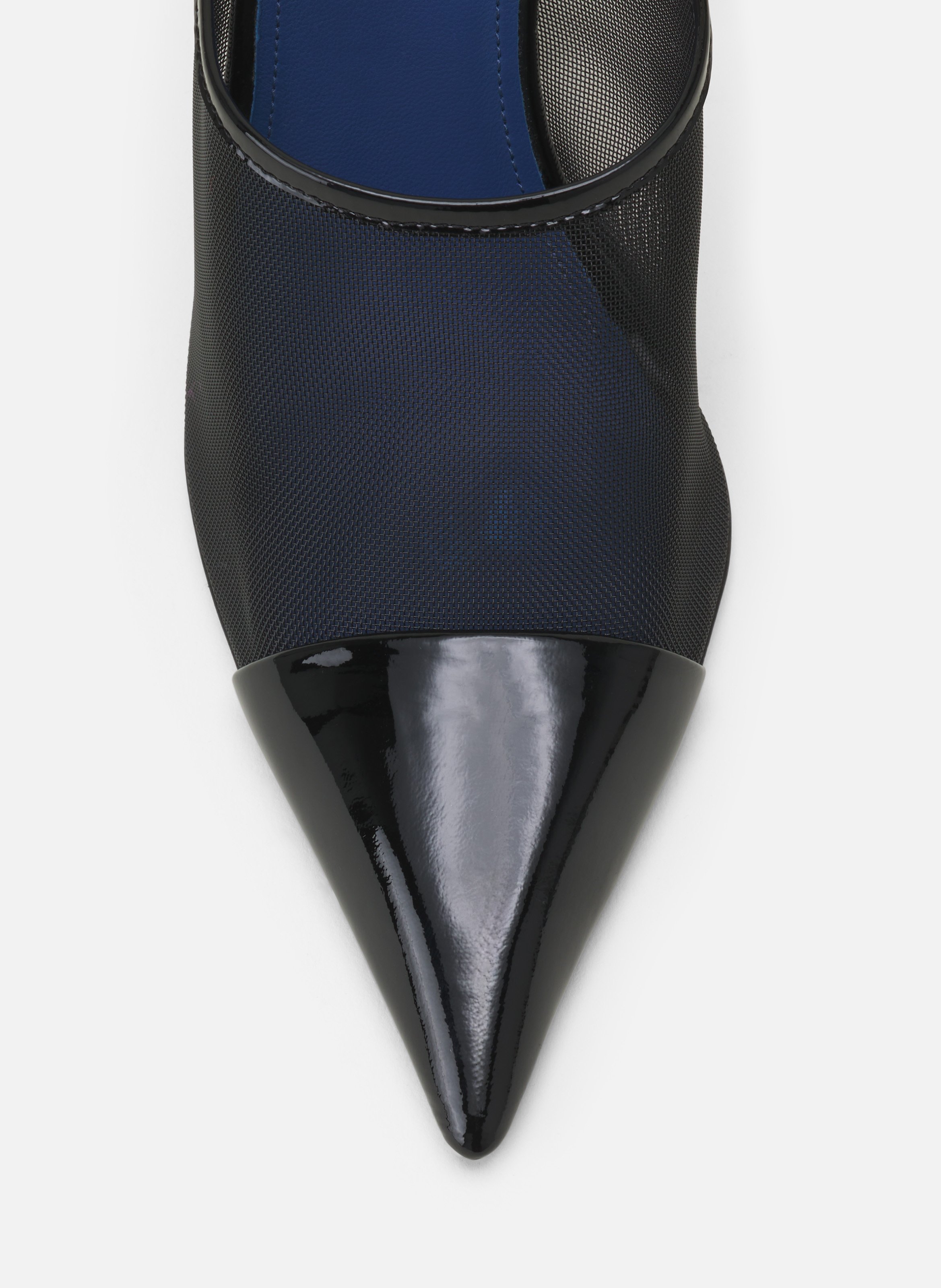 Mule nocturne en mesh et cuir patent LANVIN Noir