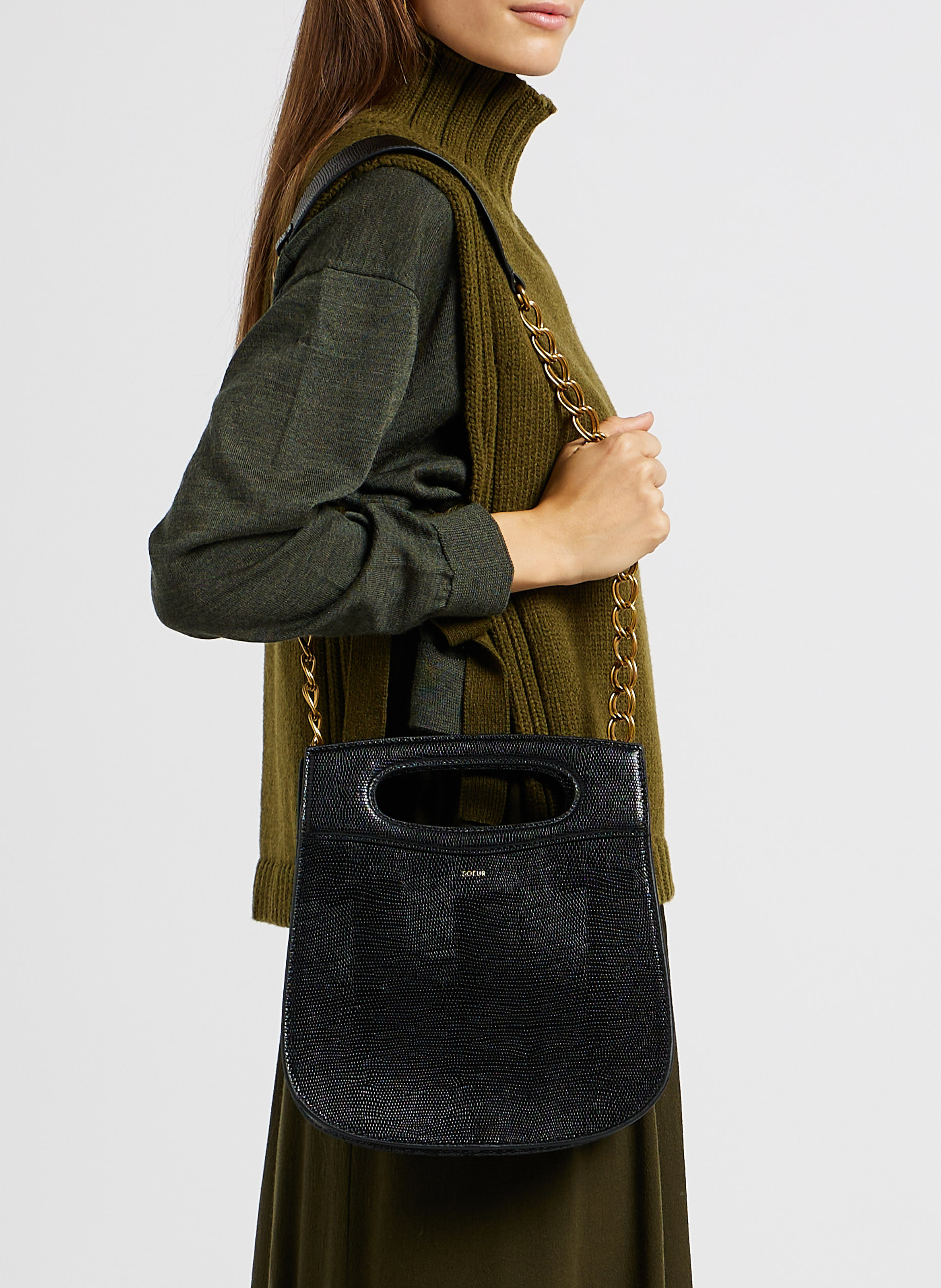 Sac bandoulière en cuir cheri SOEUR Noir