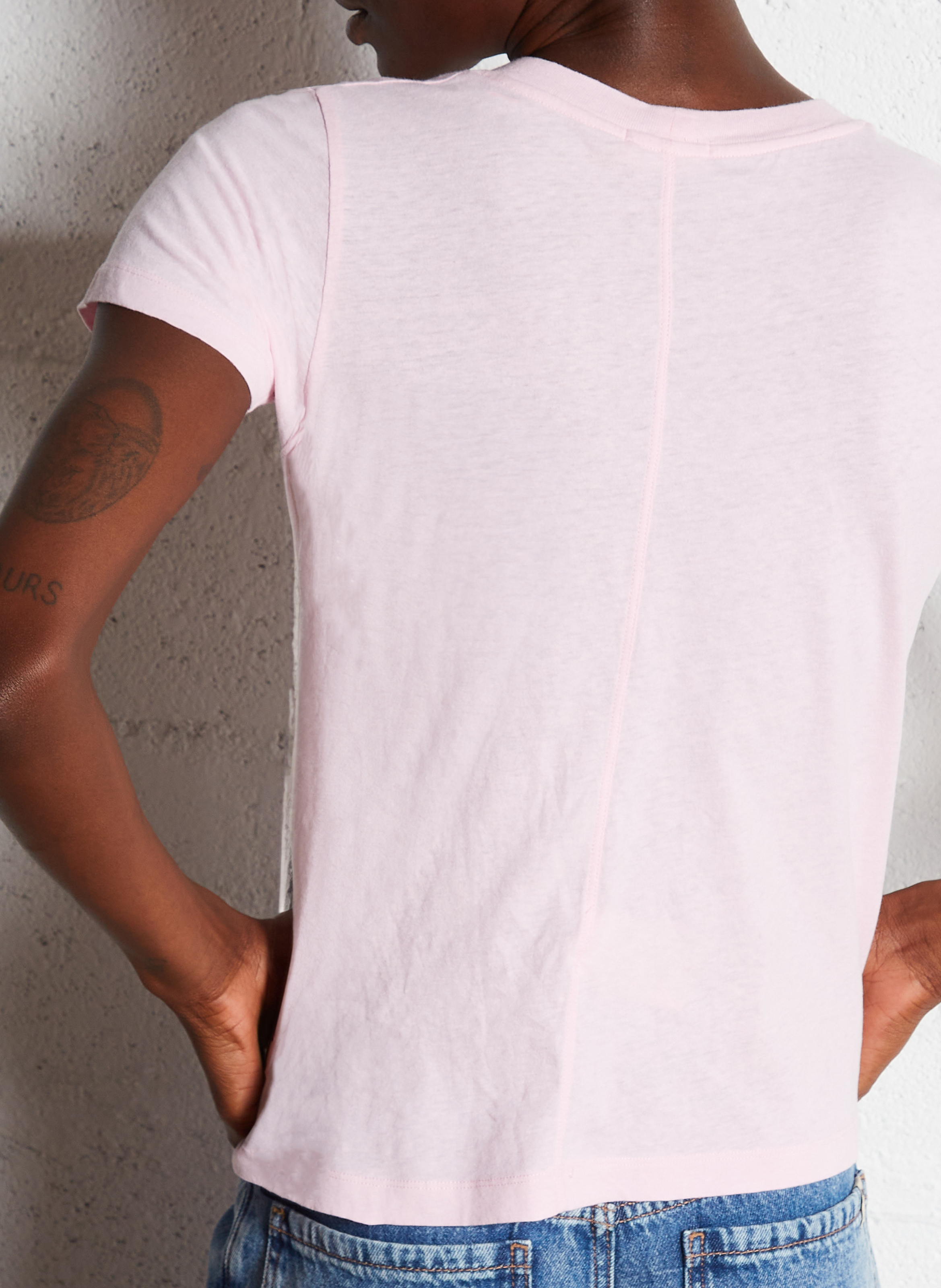 Tee-shirt col rond en coton gamipy AMERICAN VINTAGE Rose