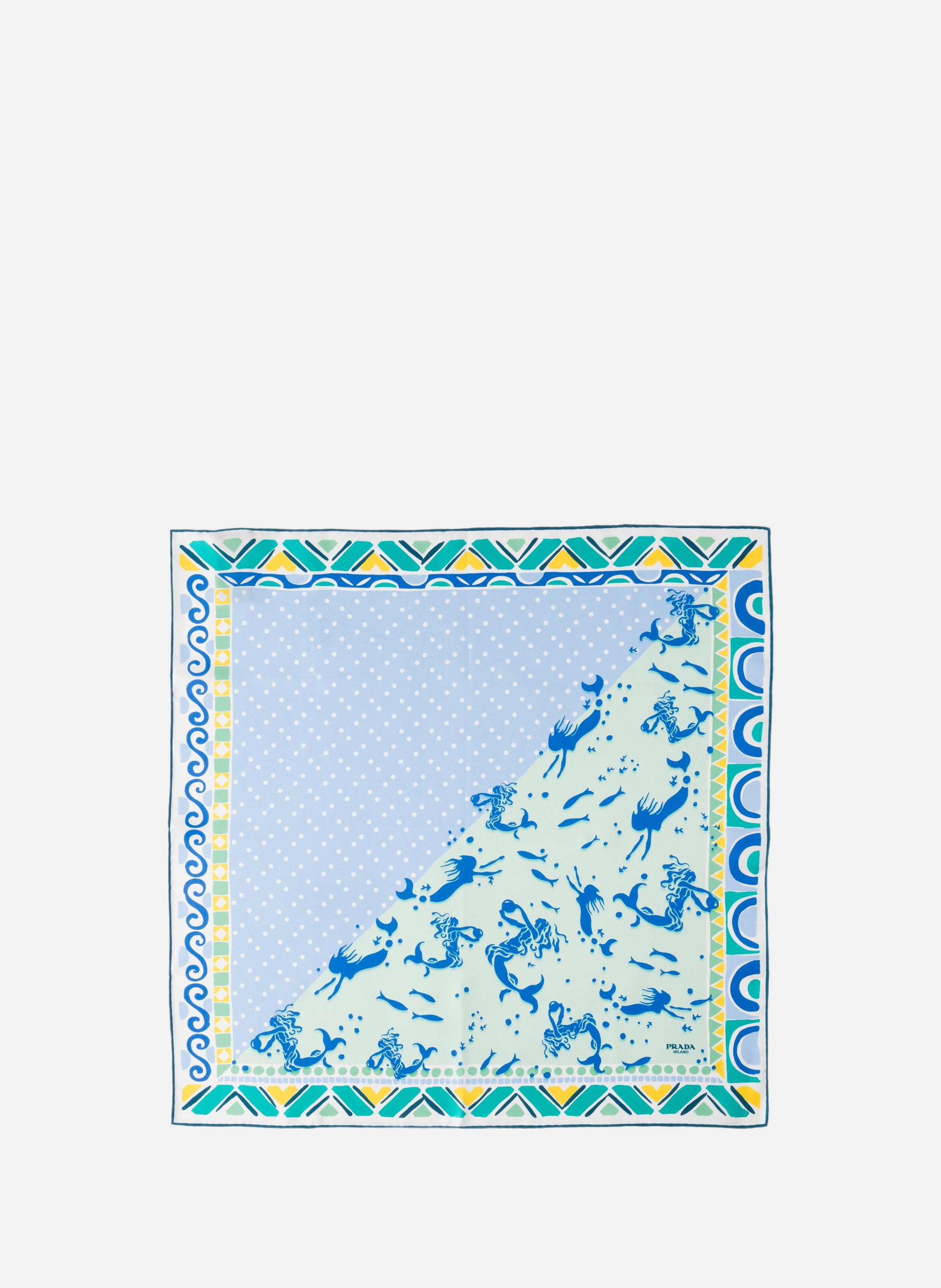 Écharpe en sergé de soie imprimé 55 PRADA Bleu