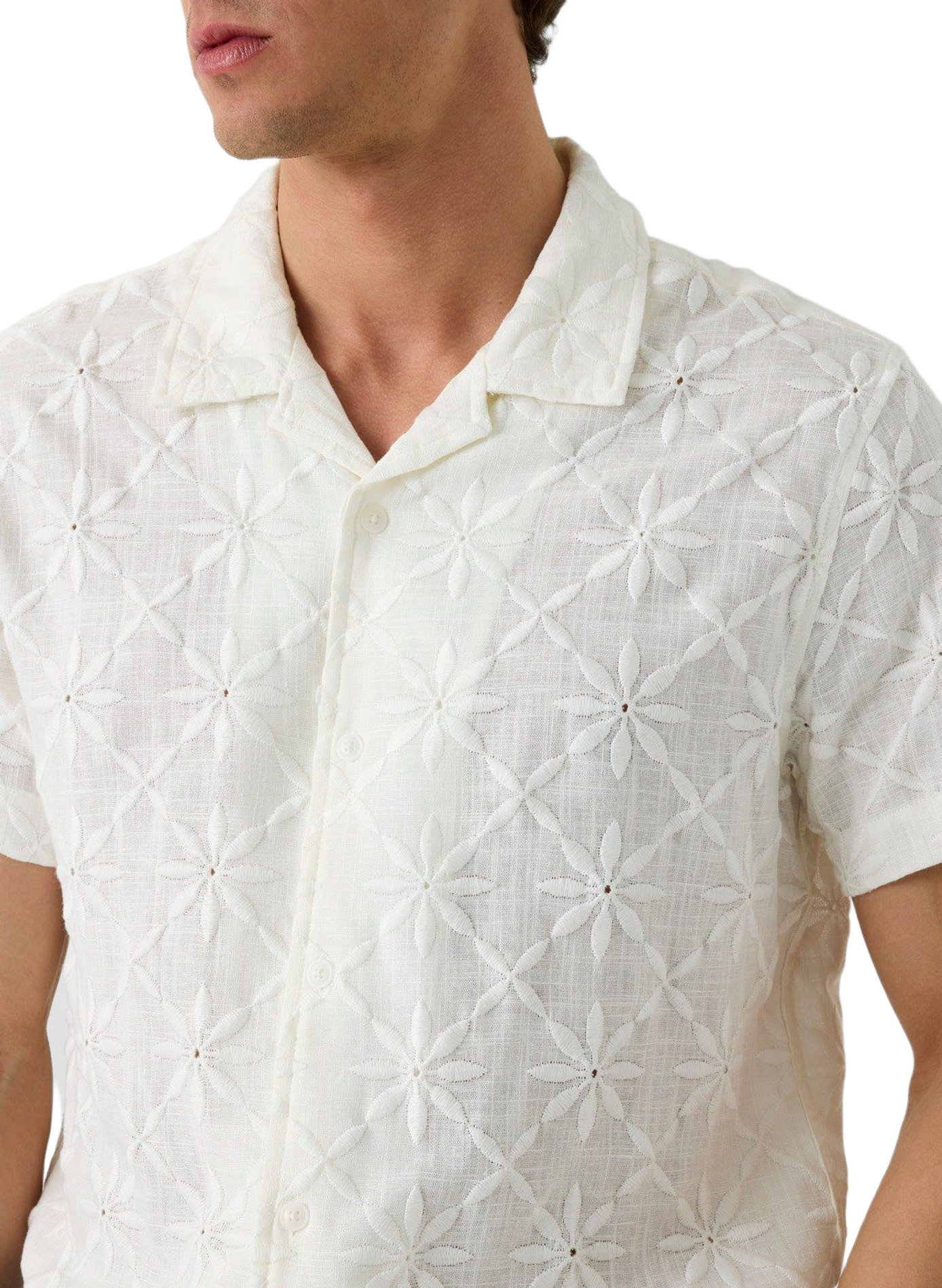 Bestickte Bluse mit kurzen Ärmeln GUESS Weiss